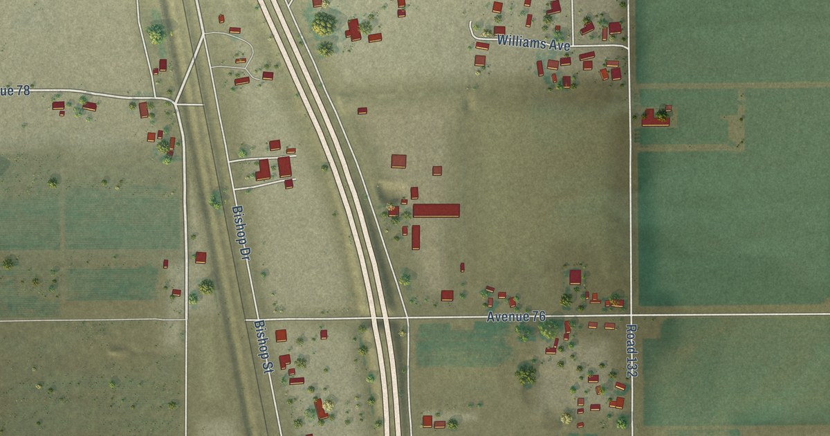 Map of Teviston, California in 2026