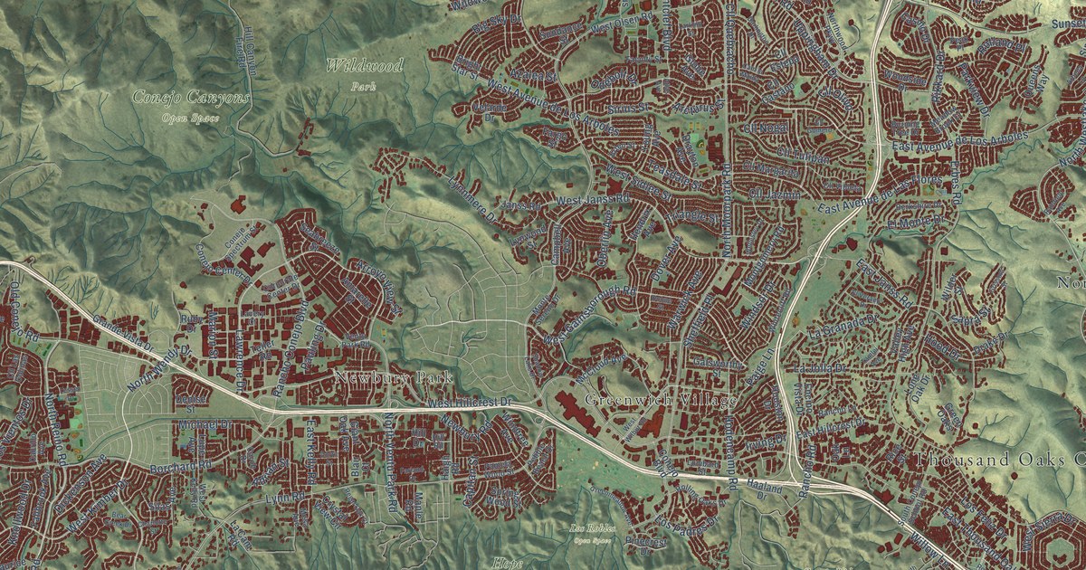 Map of Thousand Oaks, California in 2026