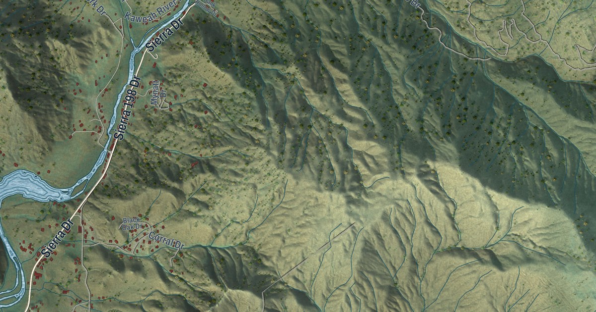 Map of Three Rivers, California in 2026