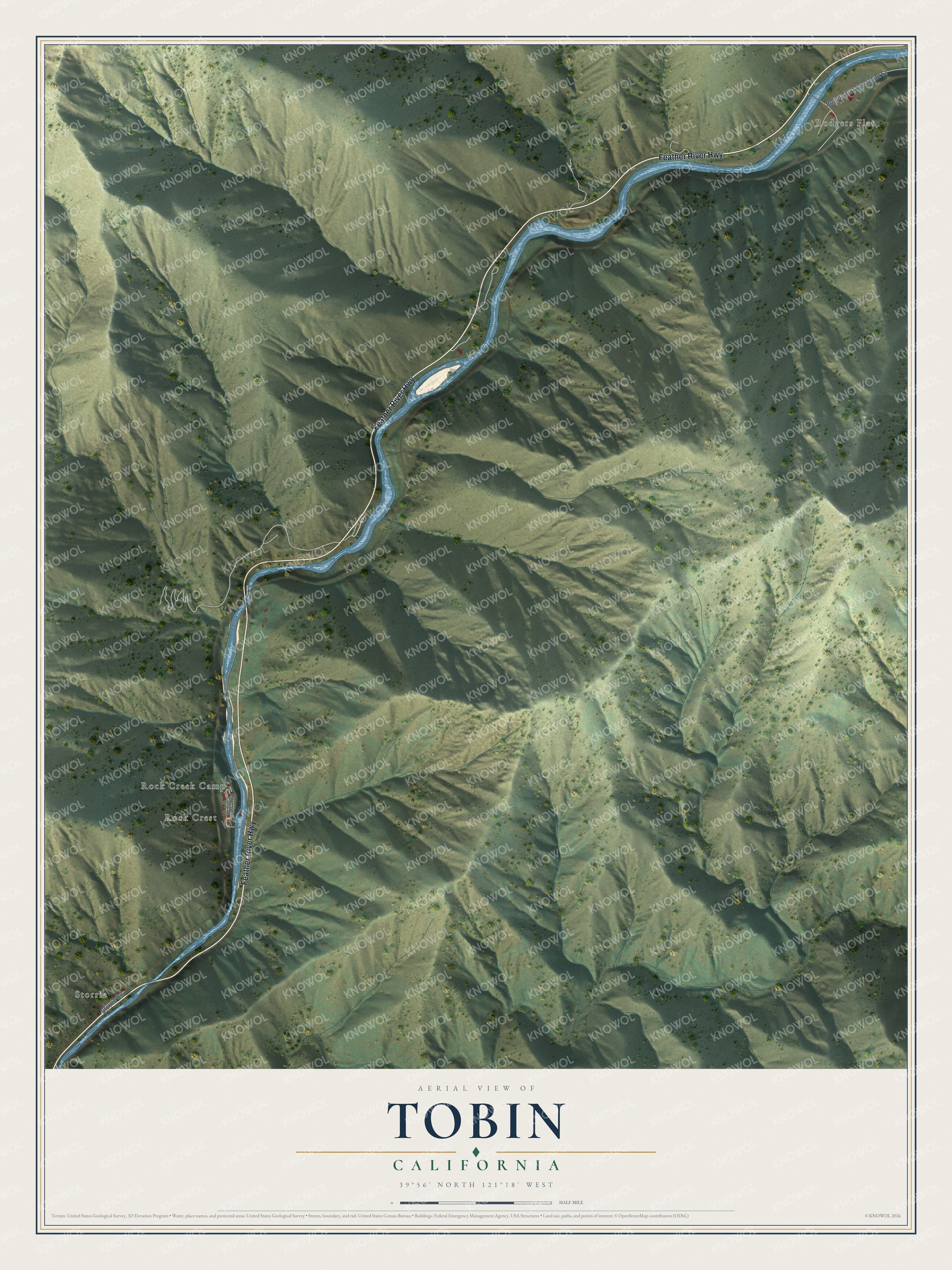 Watermarked full-map preview of Tobin, California