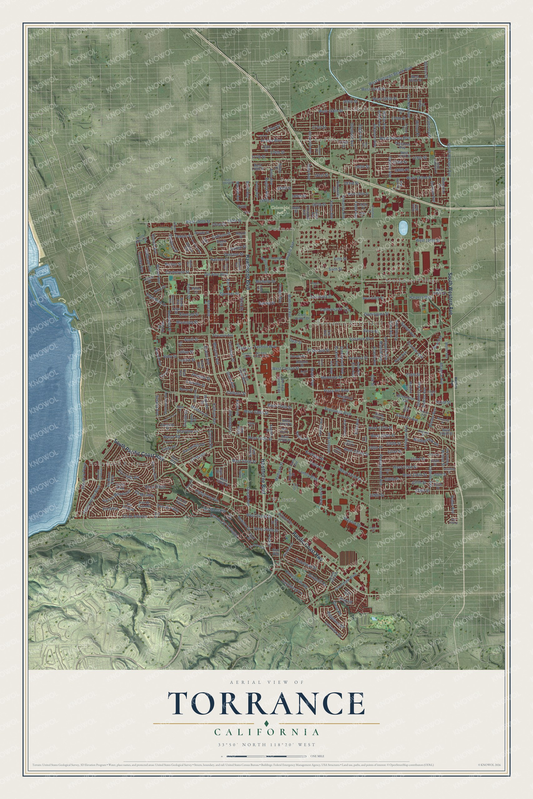 Watermarked full-map preview of Torrance, California