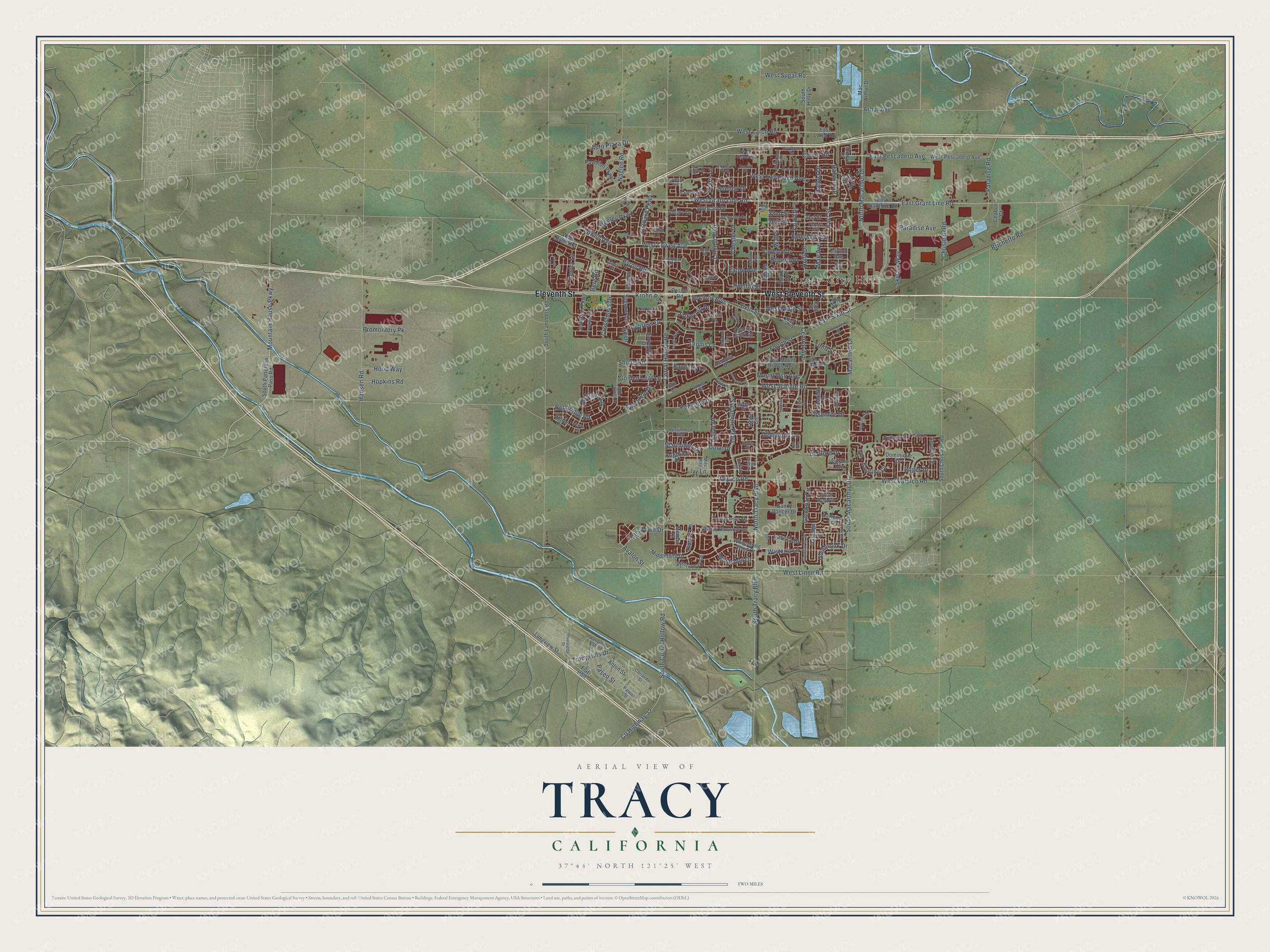 Watermarked full-map preview of Tracy, California