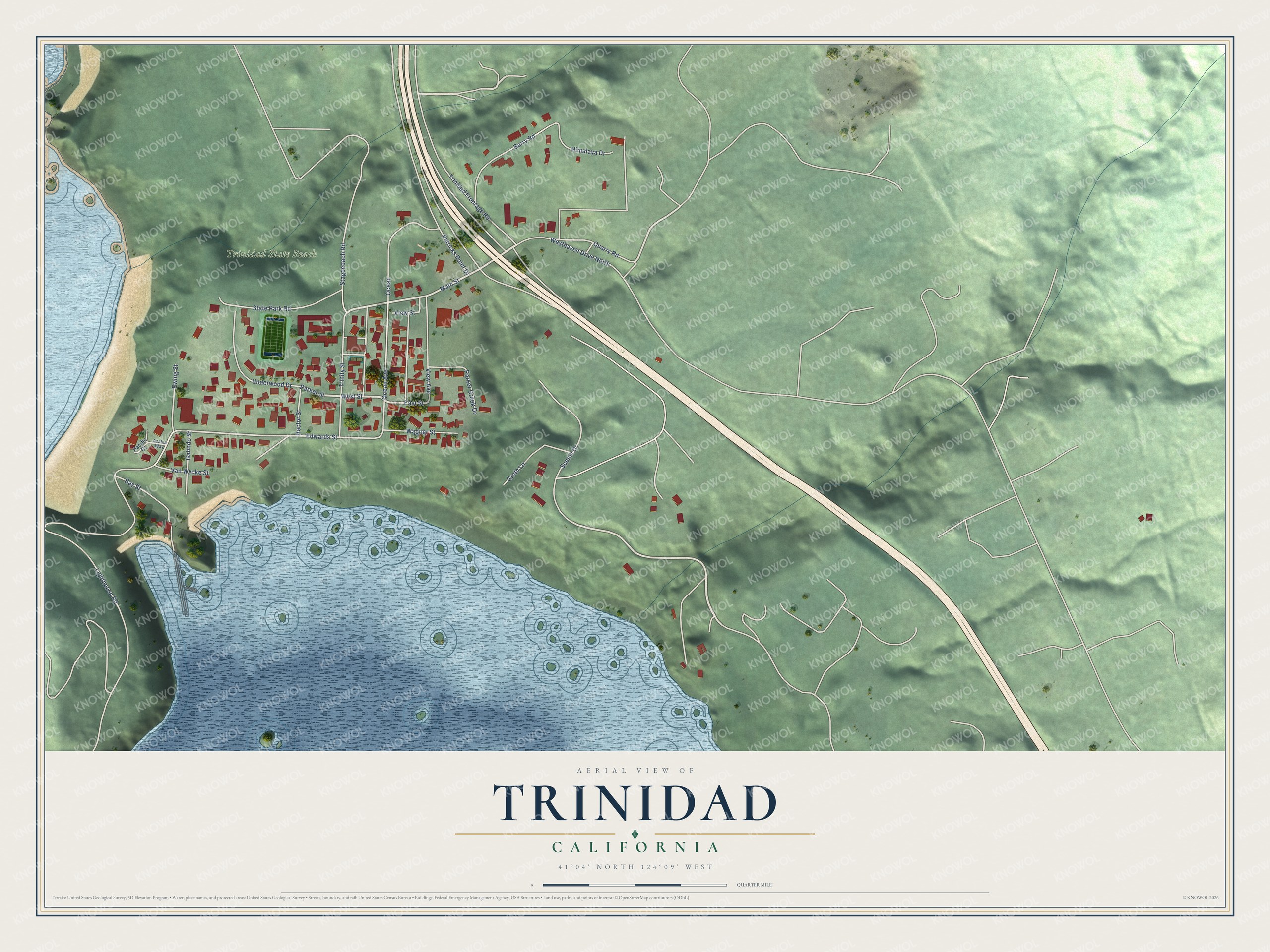Watermarked full-map preview of Trinidad, California