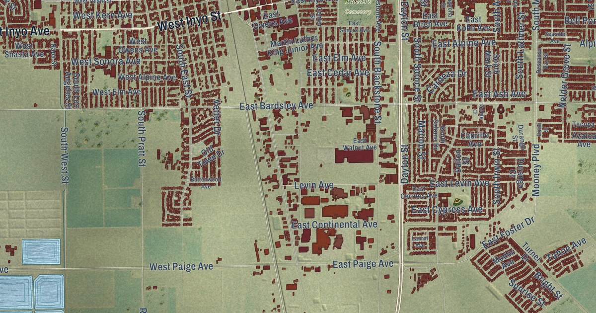 Map of Tulare, California in 2026