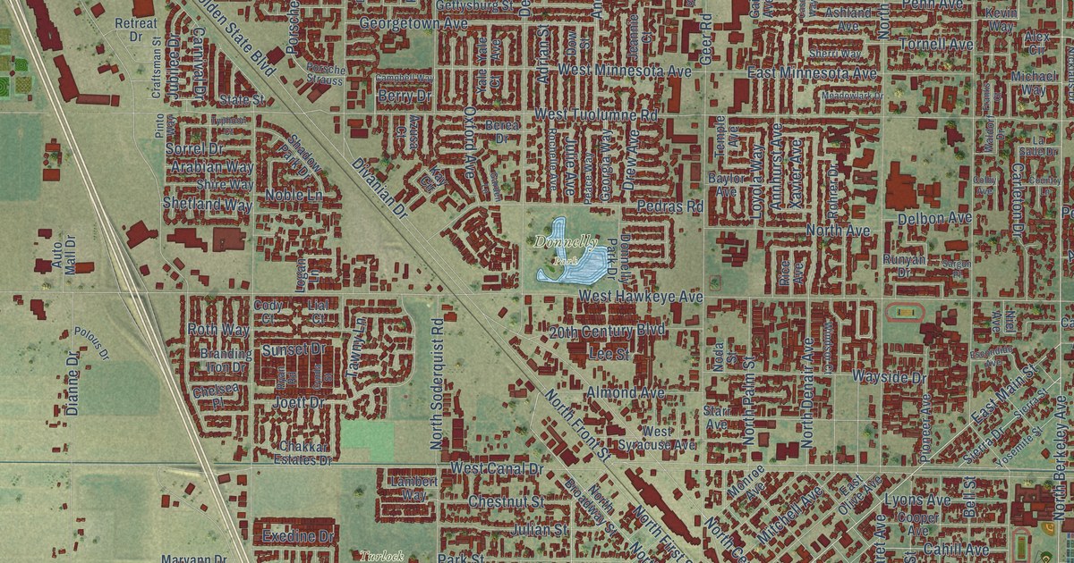 Map of Turlock, California in 2026