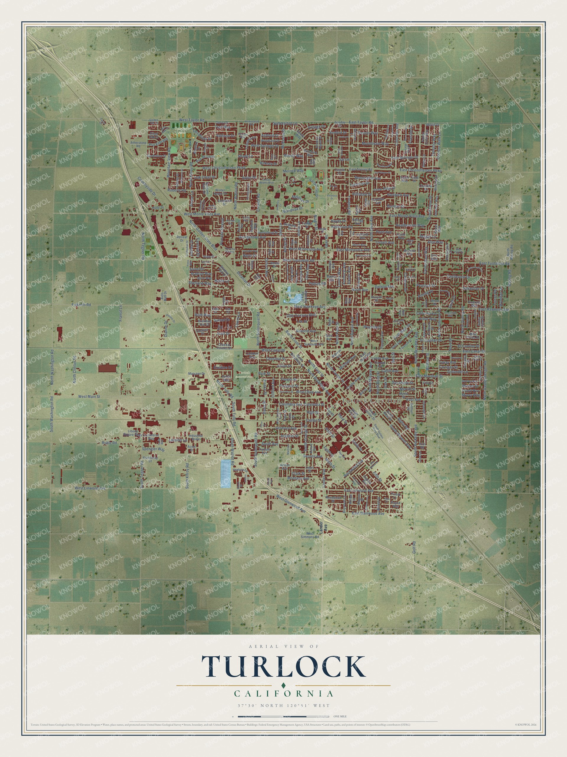 Watermarked full-map preview of Turlock, California