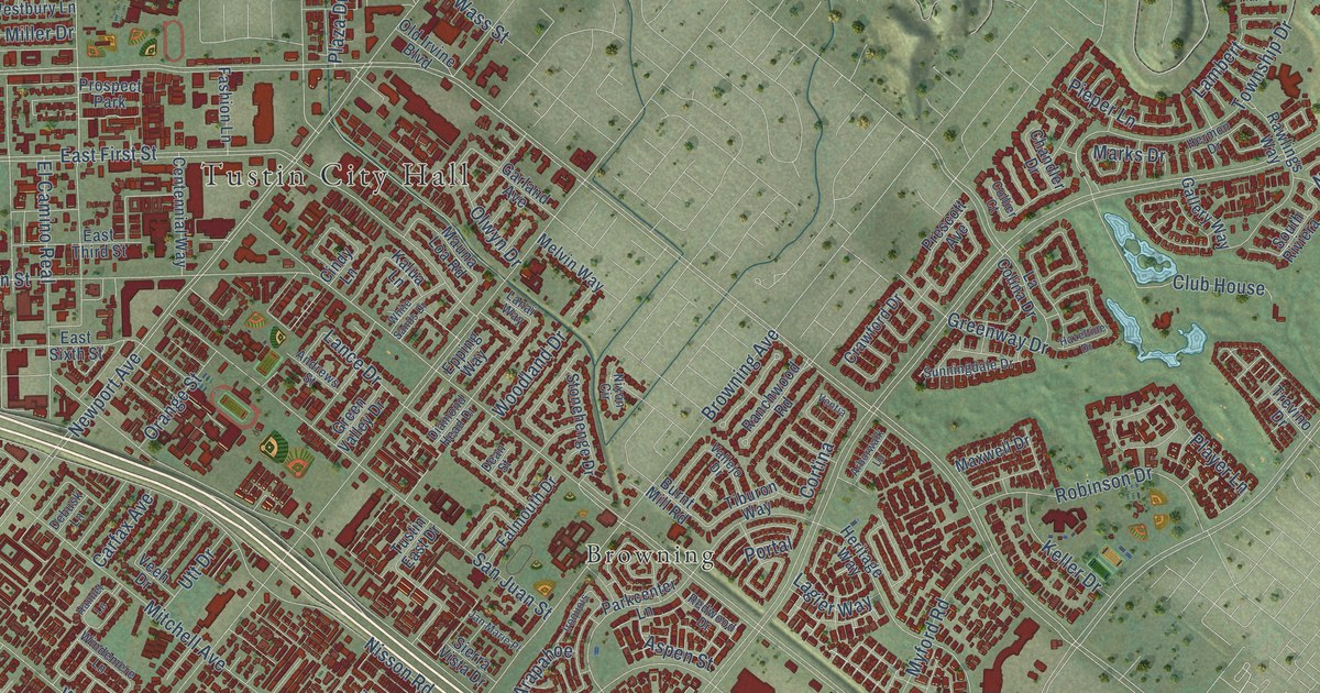 Map of Tustin, California in 2026
