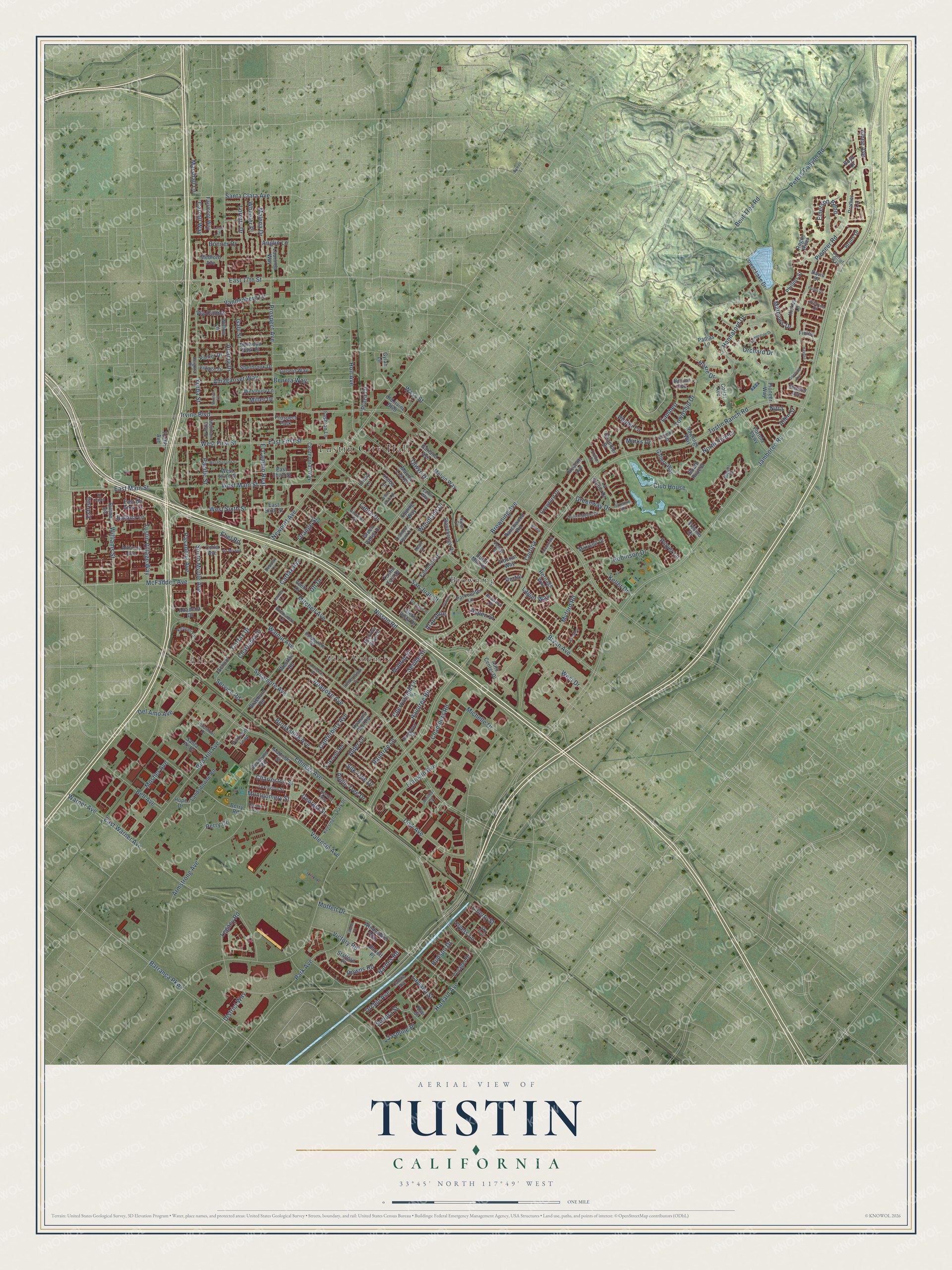 Watermarked full-map preview of Tustin, California