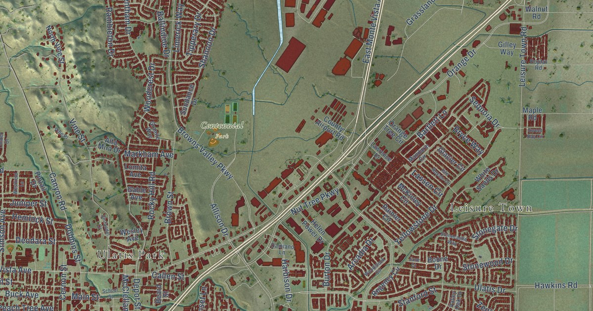 Map of Vacaville, California in 2026