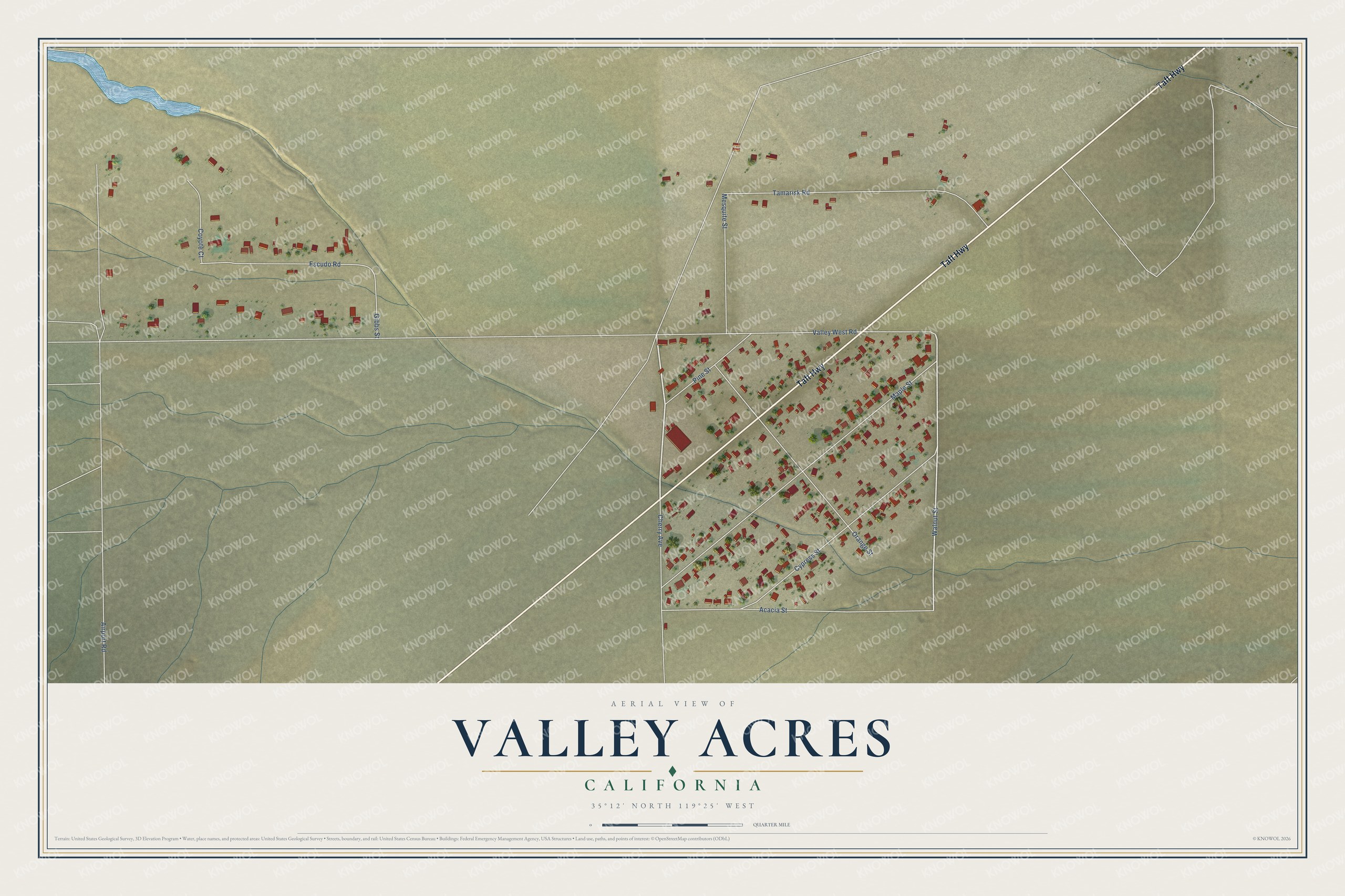 Watermarked full-map preview of Valley Acres, California