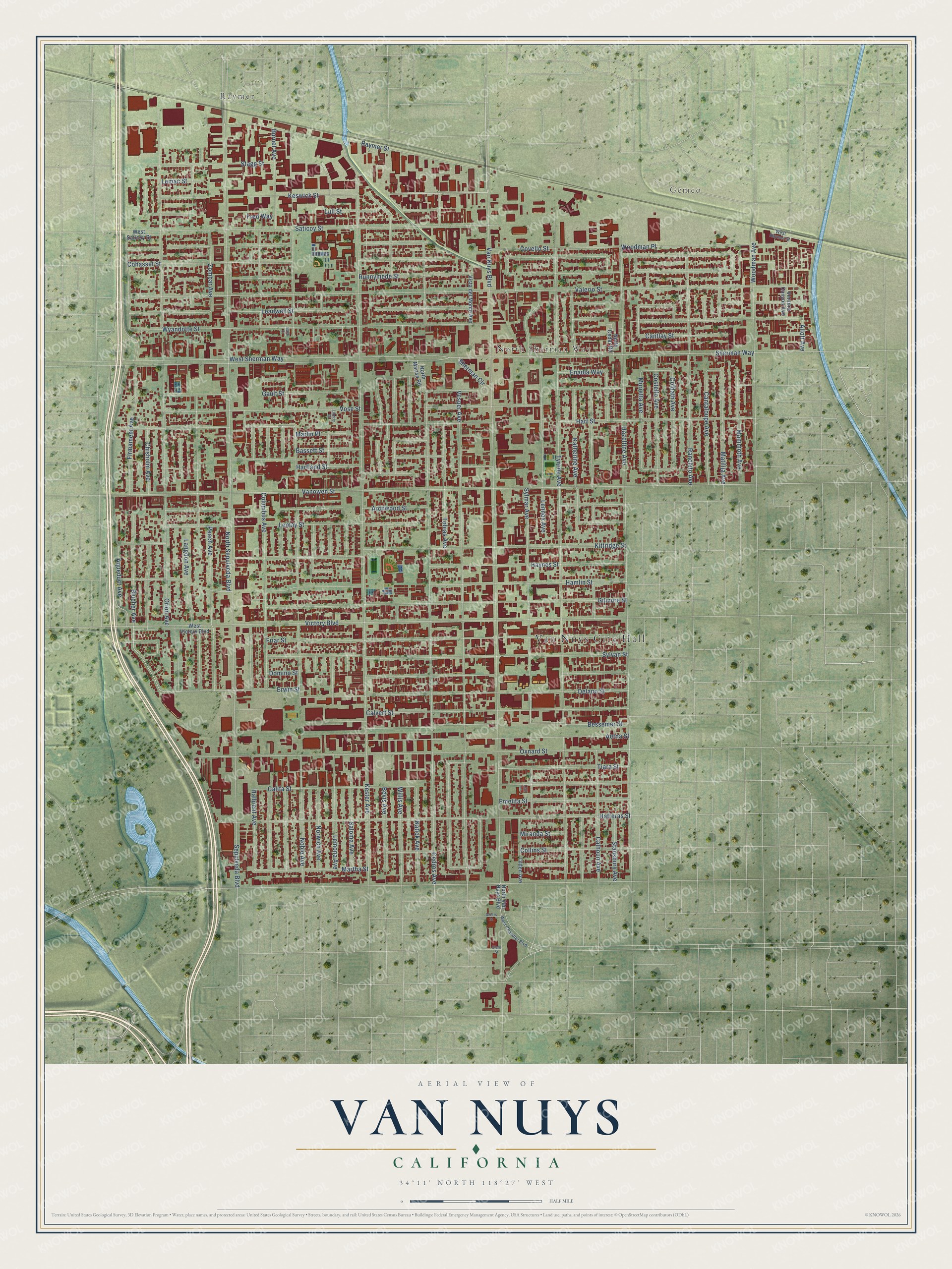 Watermarked full-map preview of Van Nuys, California
