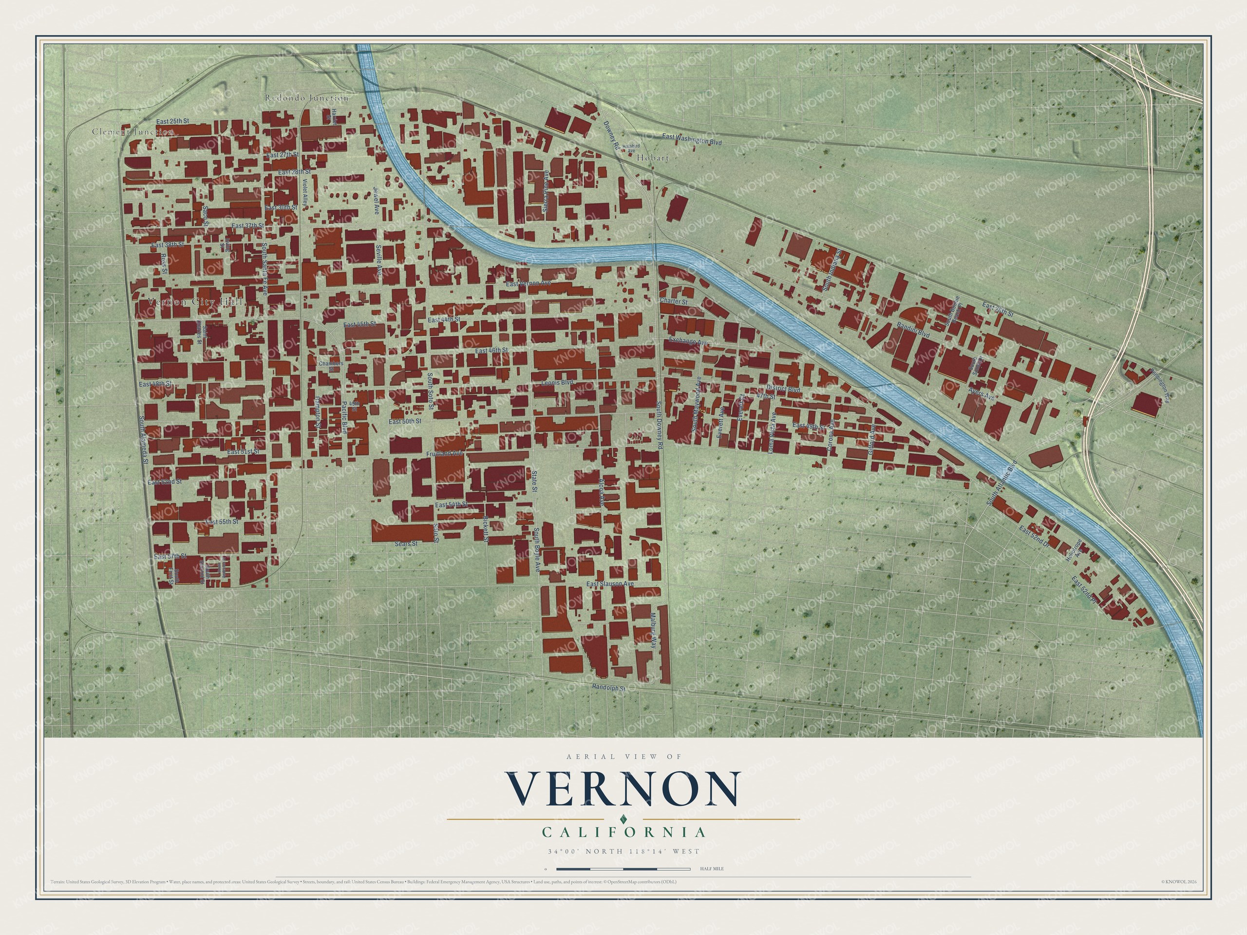 Watermarked full-map preview of Vernon, California