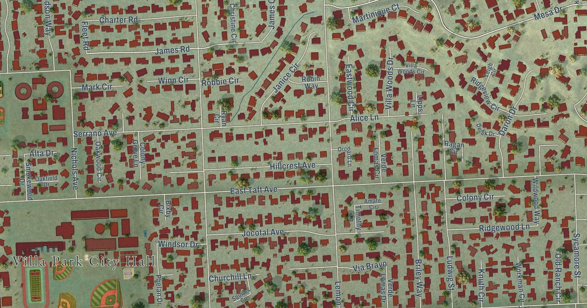 Map of Villa Park, California in 2026