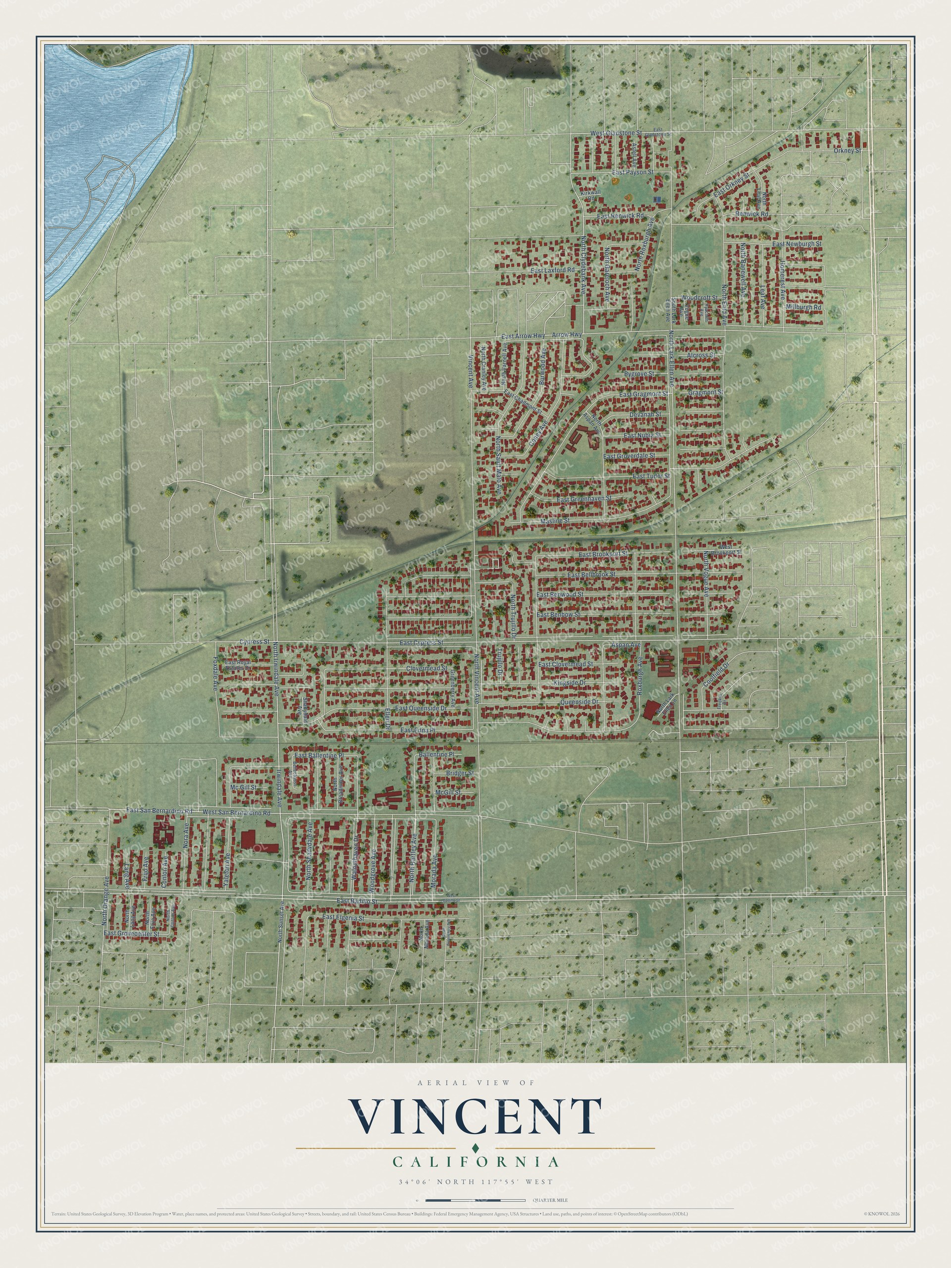 Watermarked full-map preview of Vincent, California