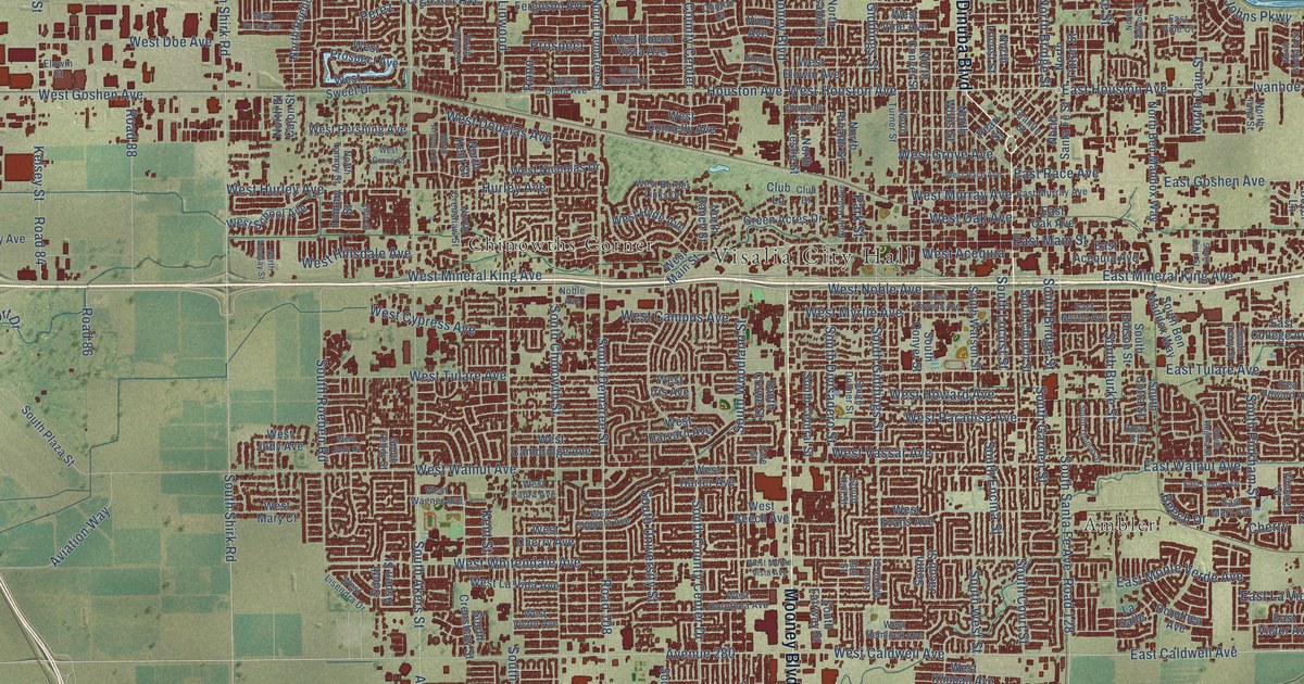 Map of Visalia, California in 2026