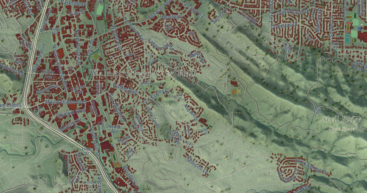 Map of Walnut Creek, California in 2026
