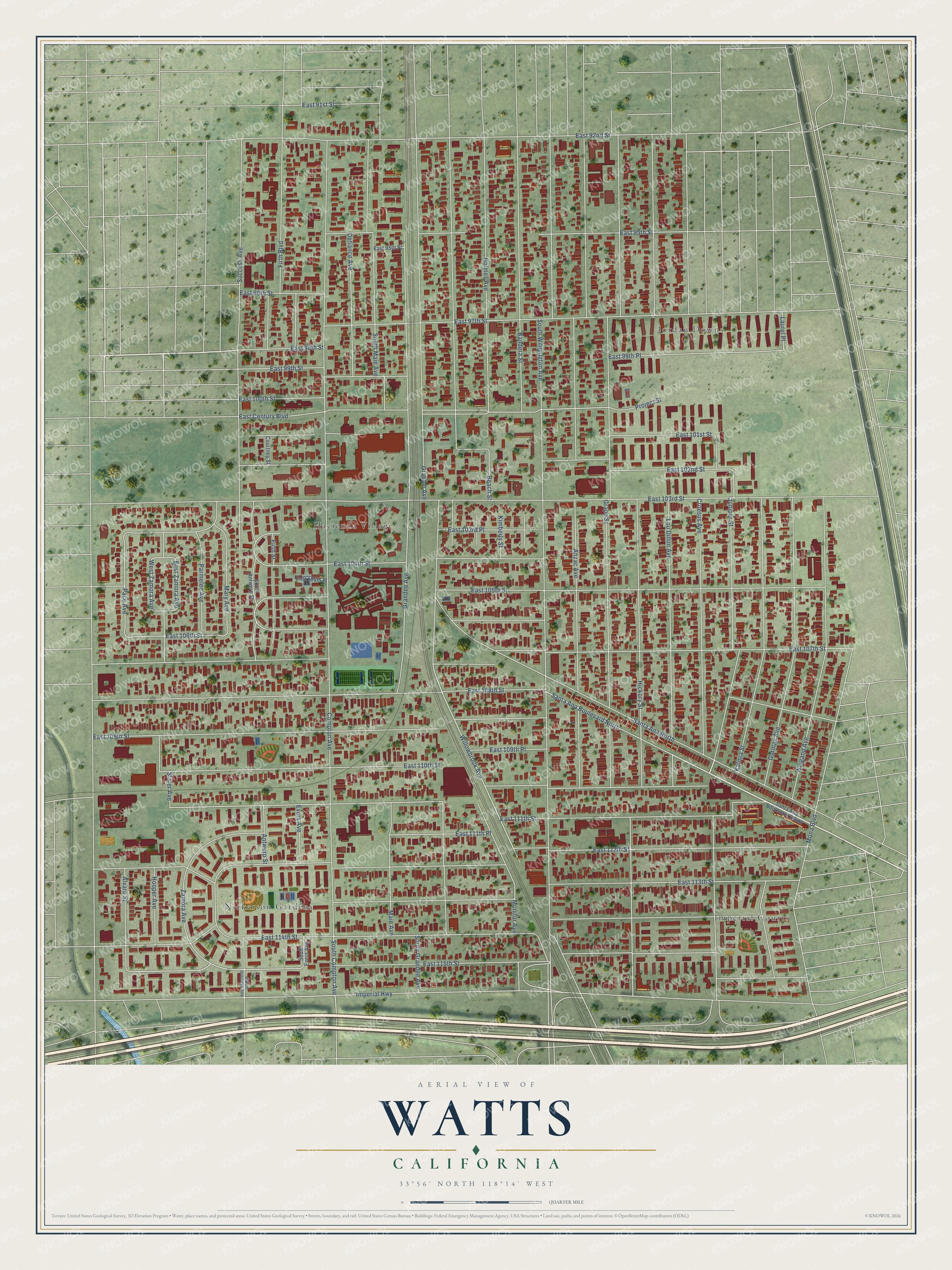Watermarked full-map preview of Watts, California