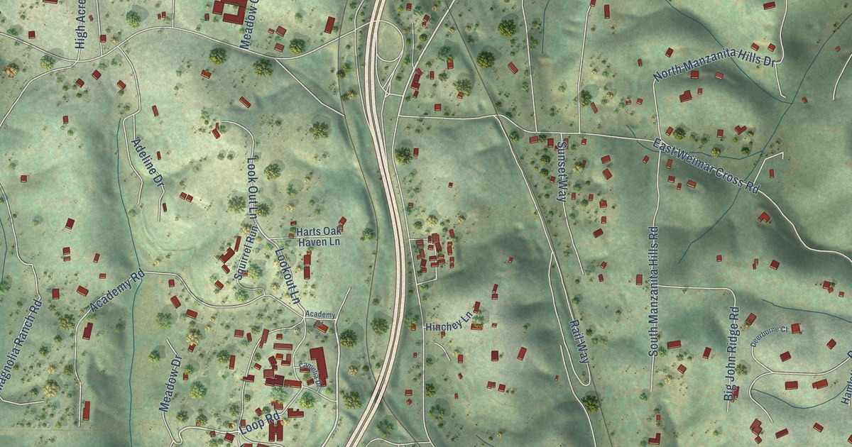 Detailed Map of Weimar, California