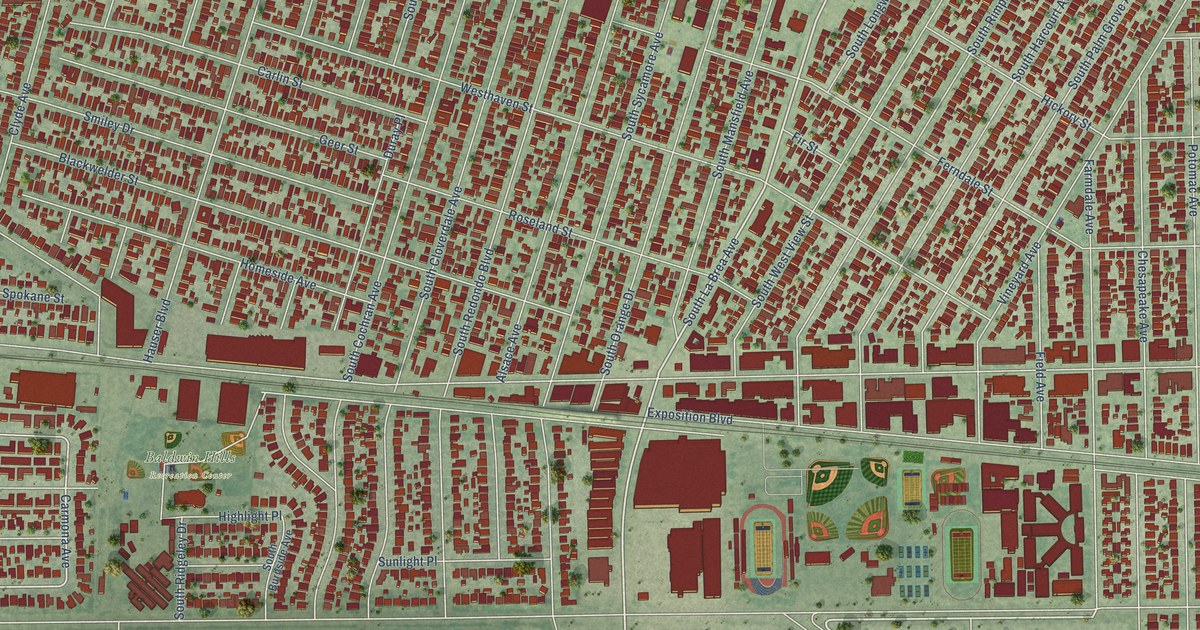 Map of West Adams, California in 2026