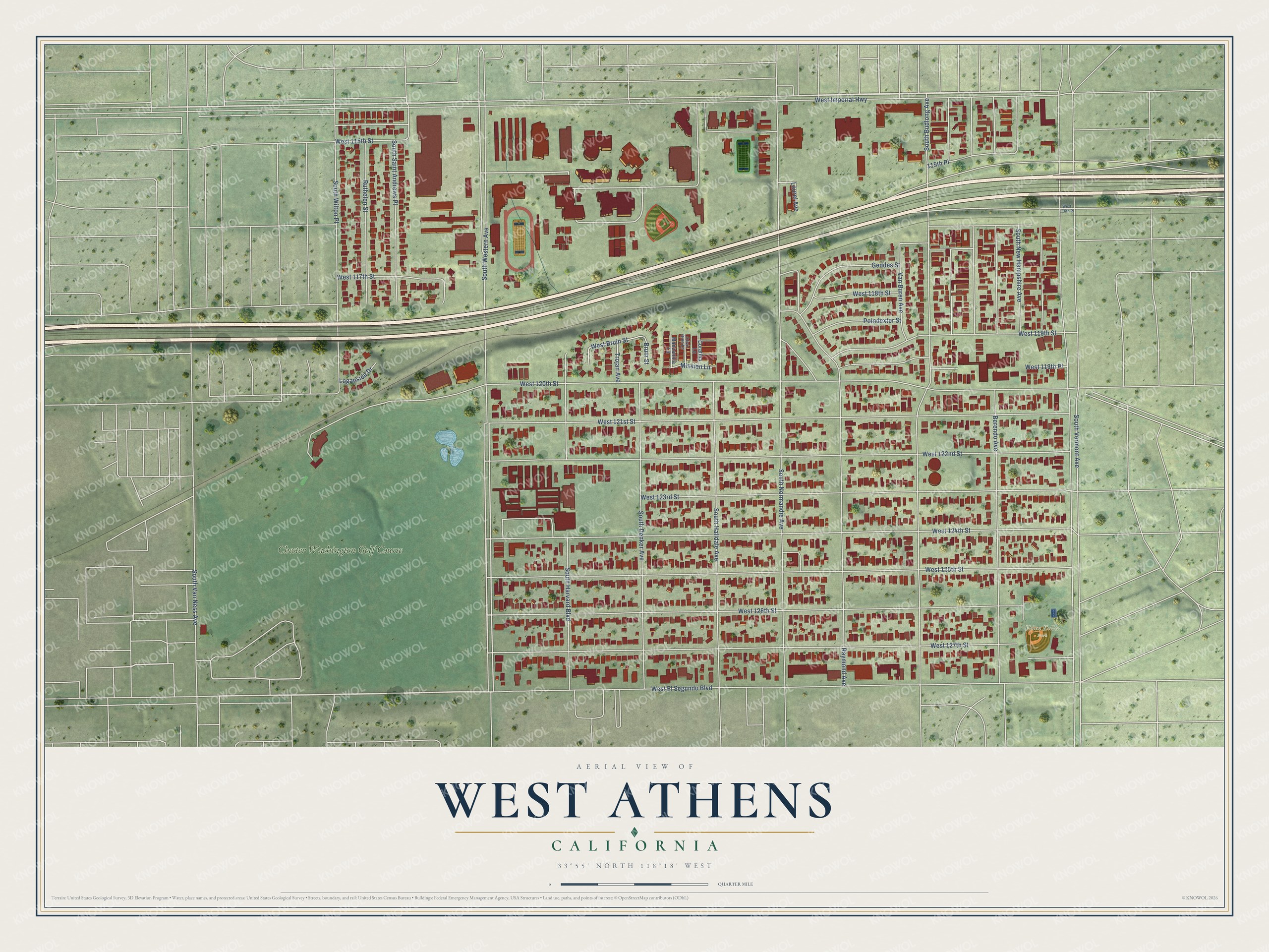 Watermarked full-map preview of West Athens, California