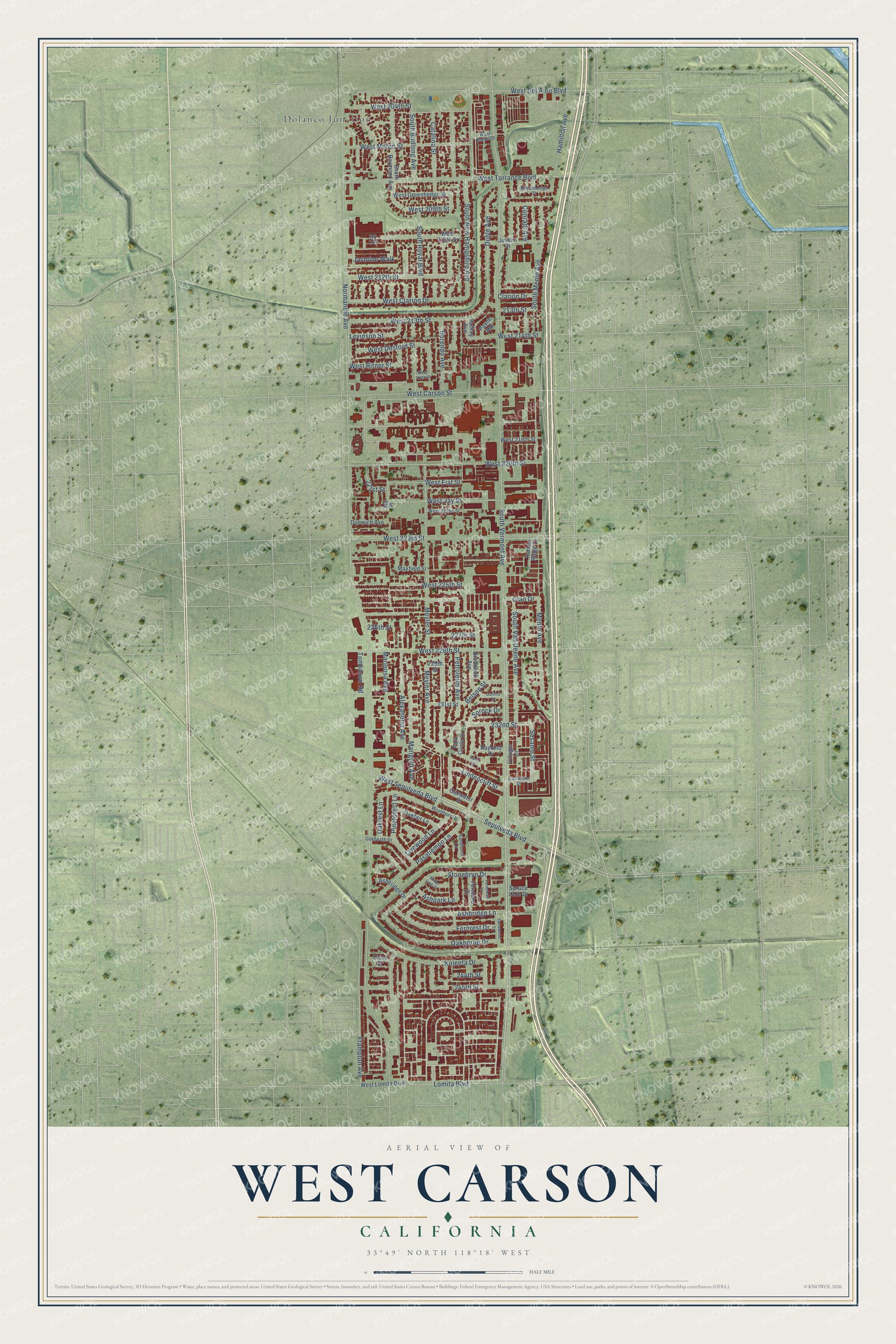 Watermarked full-map preview of West Carson, California