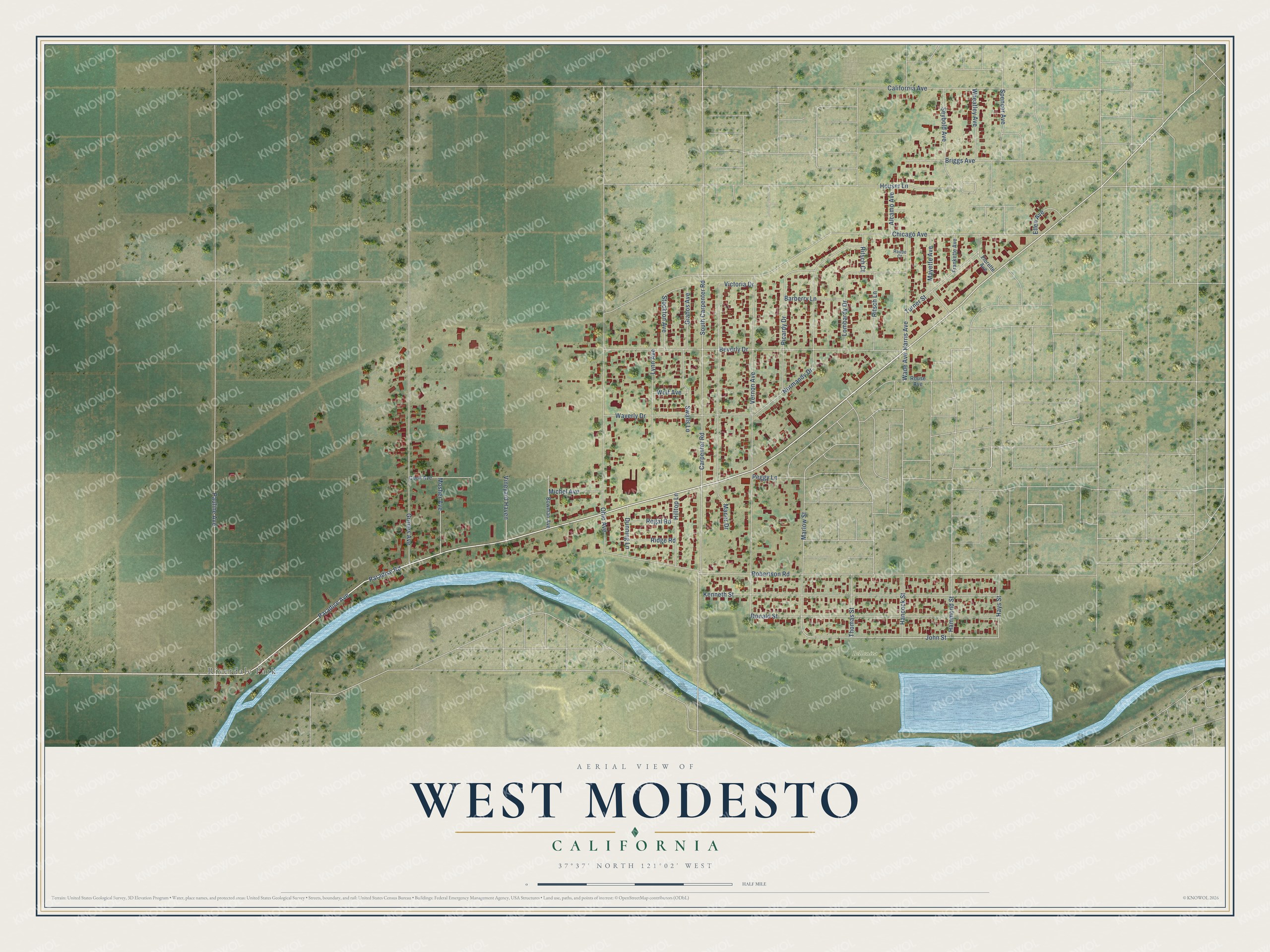 Watermarked full-map preview of West Modesto, California
