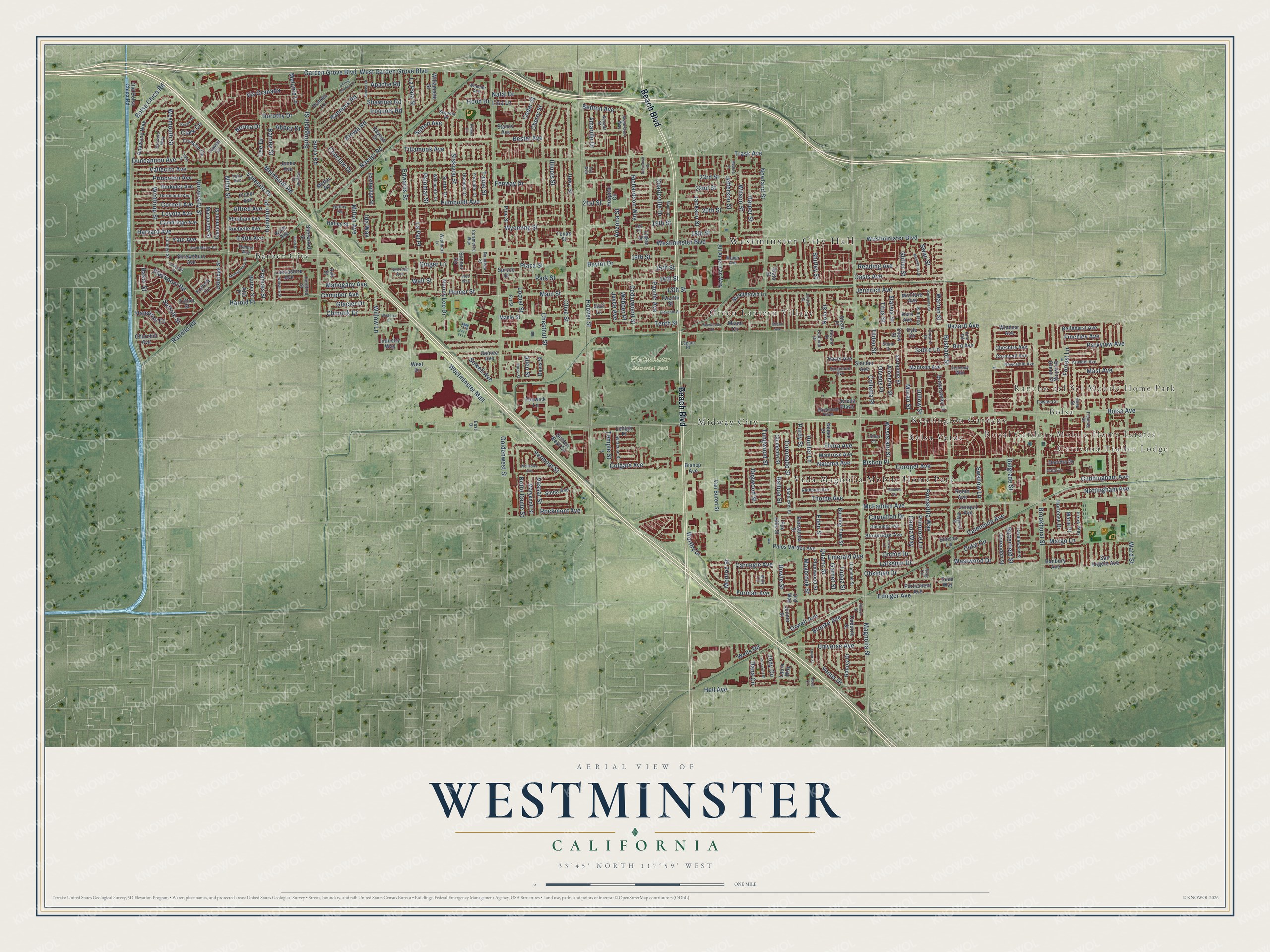 Watermarked full-map preview of Westminster, California