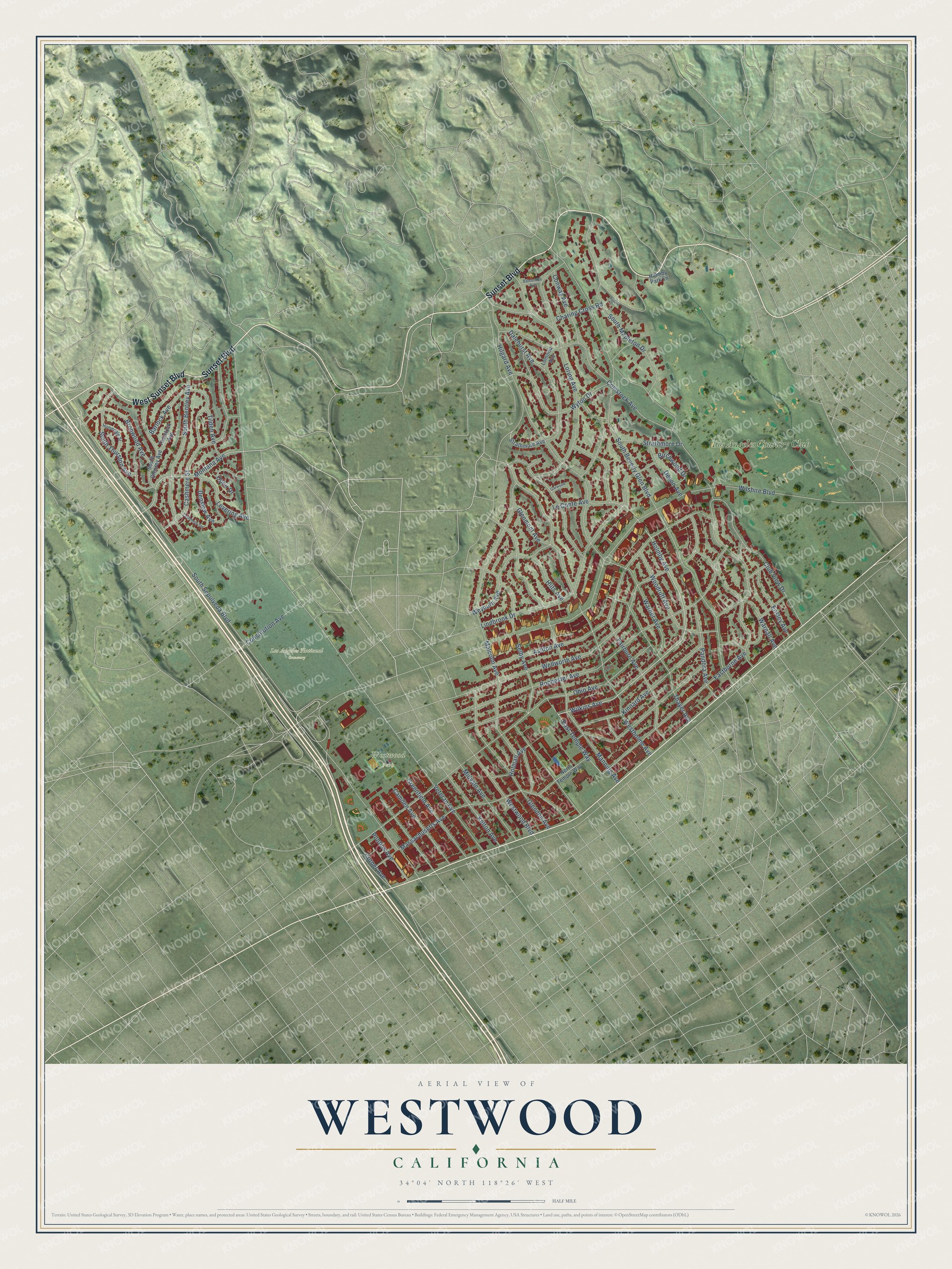 Watermarked full-map preview of Westwood, California
