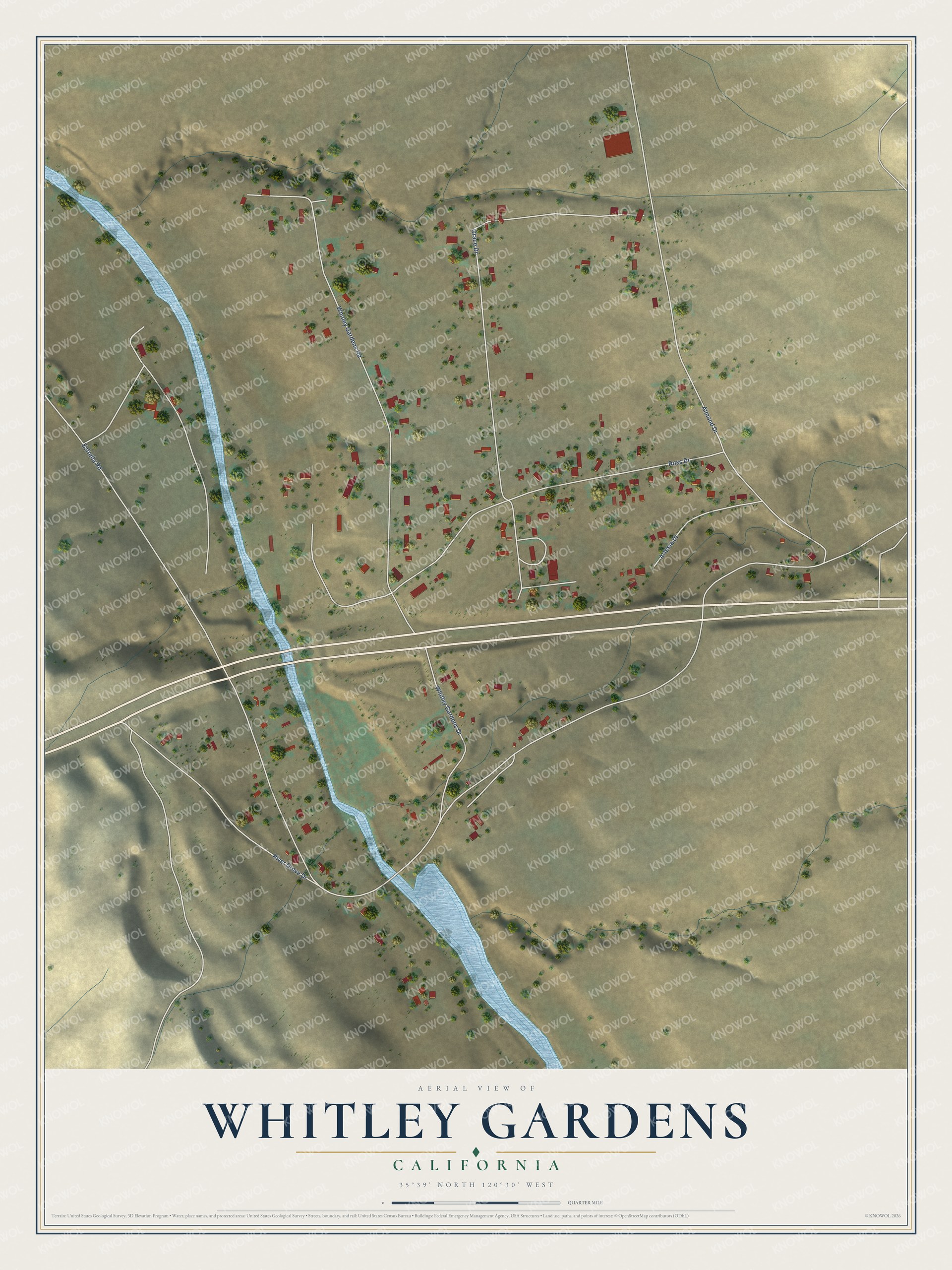 Watermarked full-map preview of Whitley Gardens, California