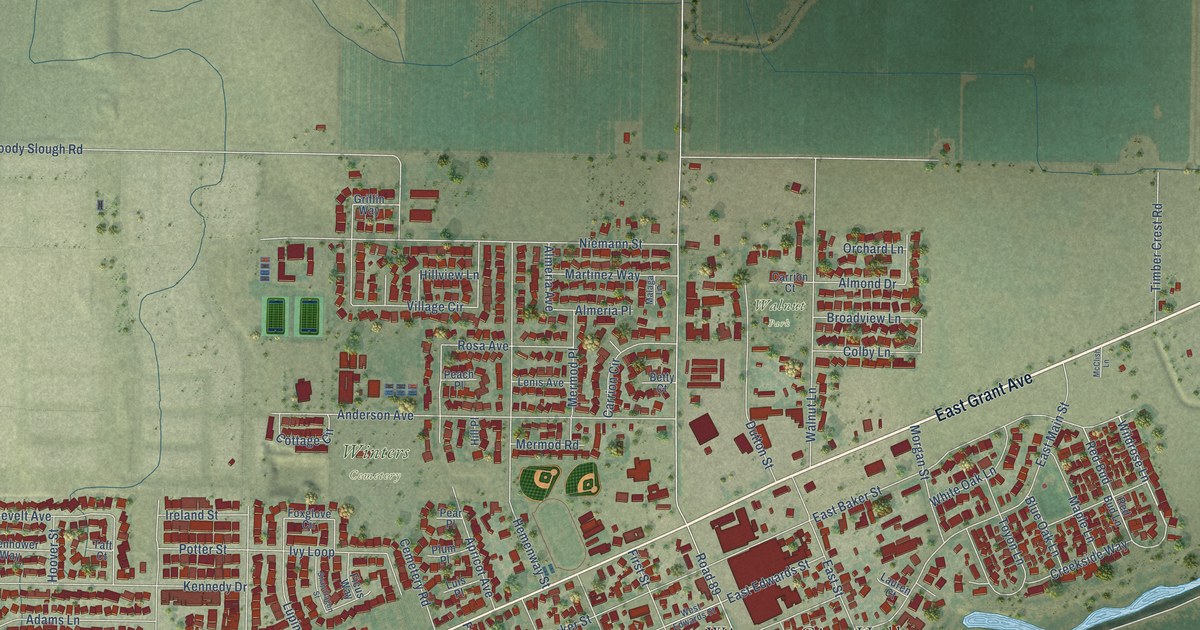 Map of Winters, California in 2026