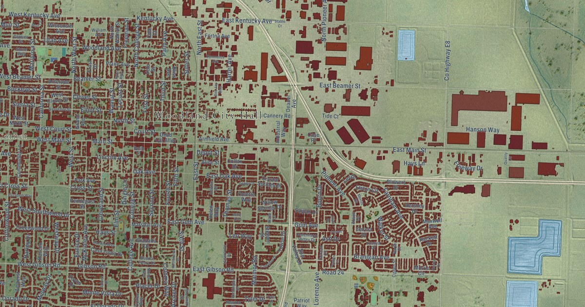 Map of Woodland, California in 2026