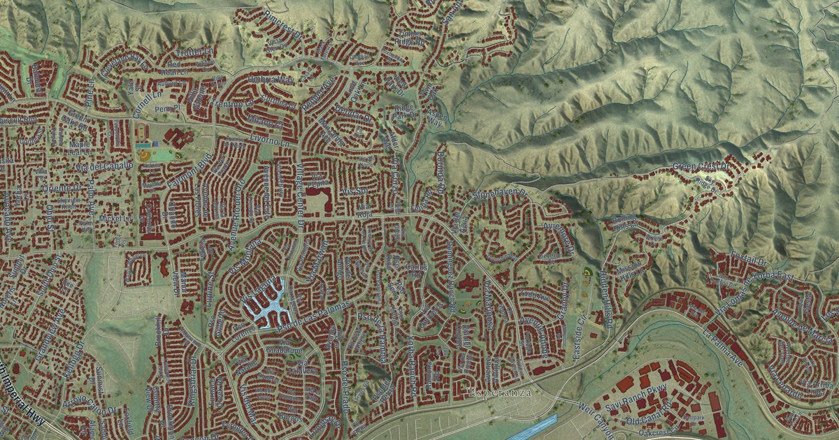 Map of Yorba Linda, California in 2026