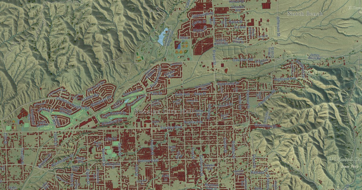 Map of Yucaipa, California in 2026