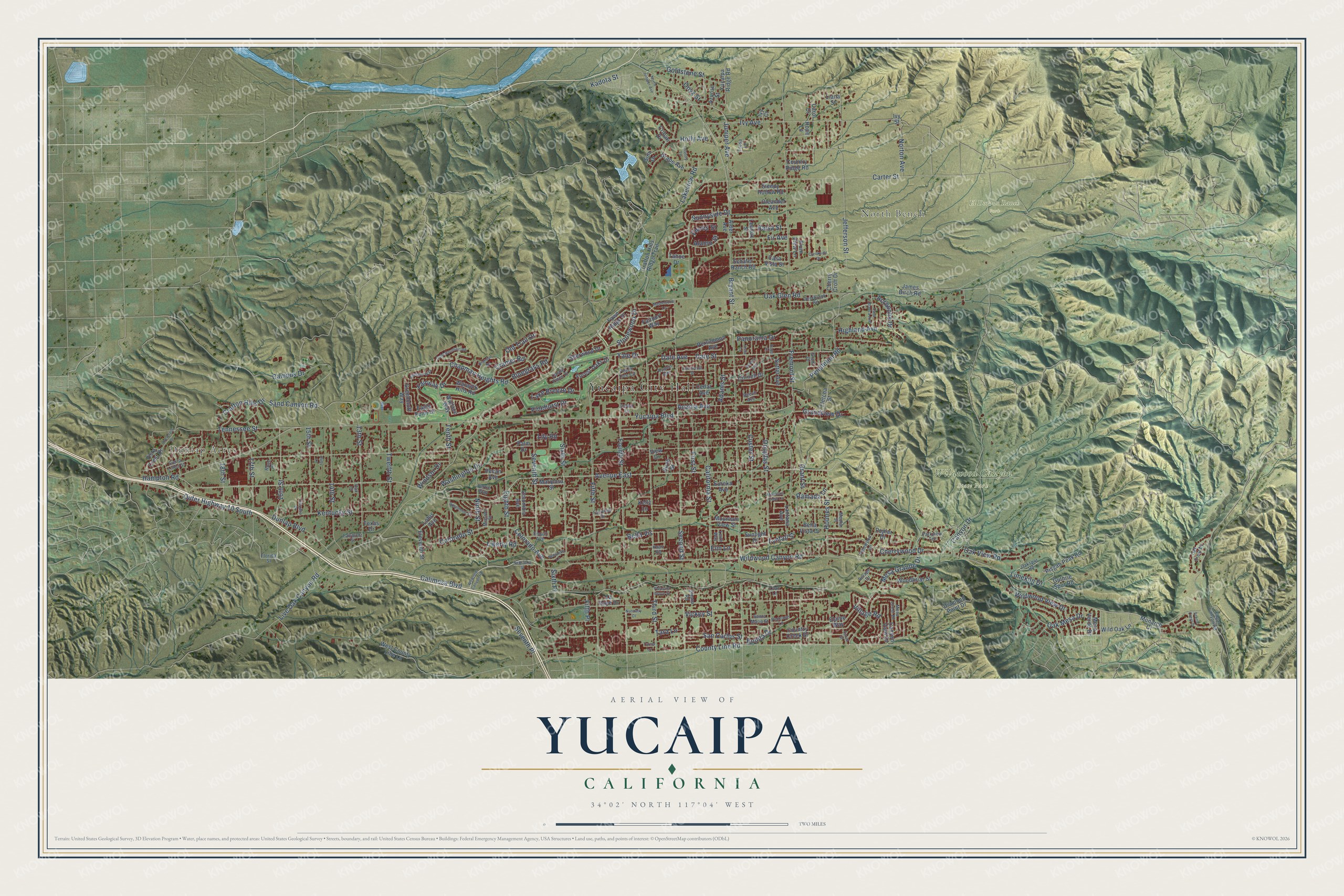 Watermarked full-map preview of Yucaipa, California