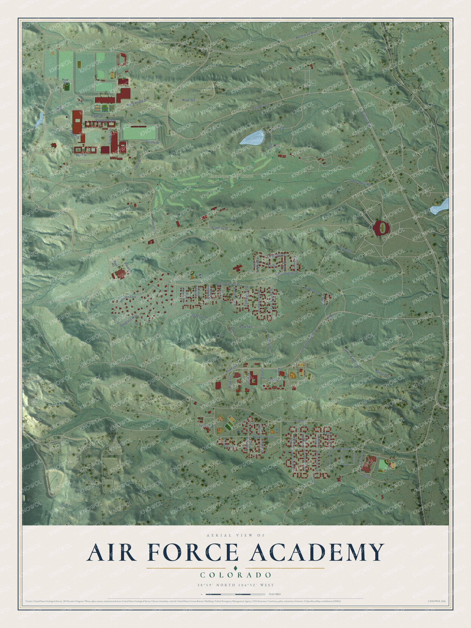 Watermarked full-map preview of Air Force Academy, Colorado