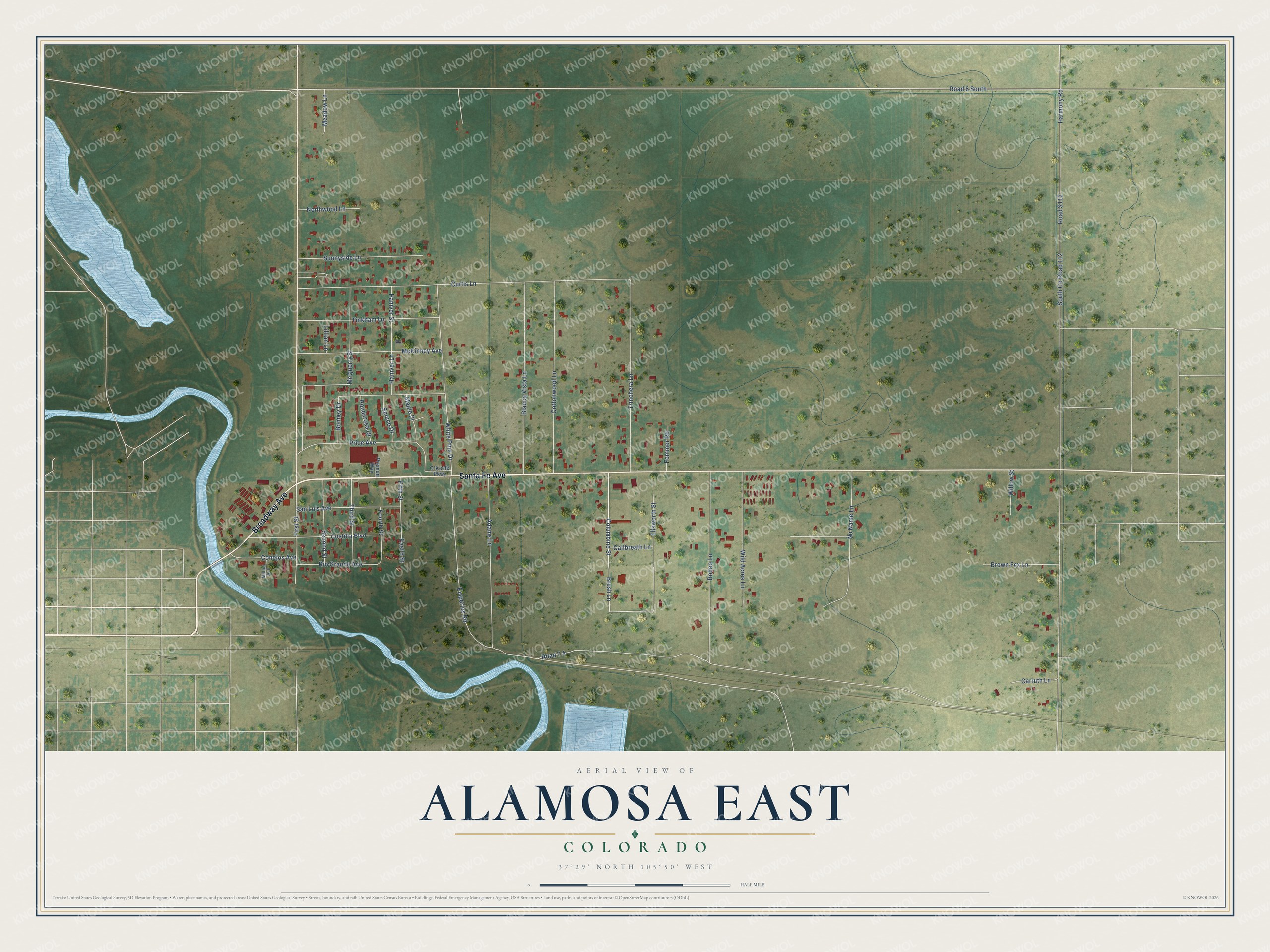 Watermarked full-map preview of Alamosa East, Colorado