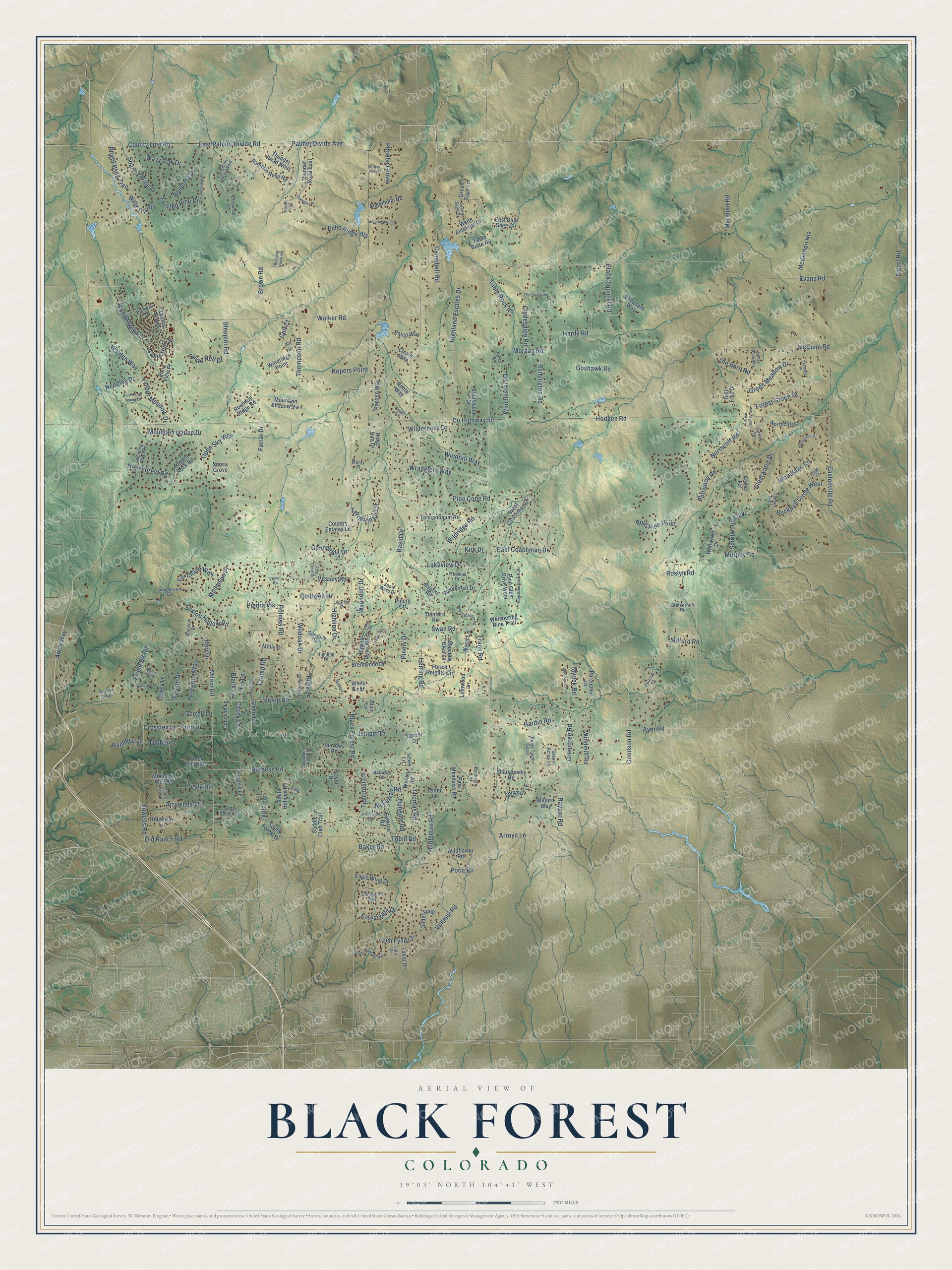 Watermarked full-map preview of Black Forest, Colorado