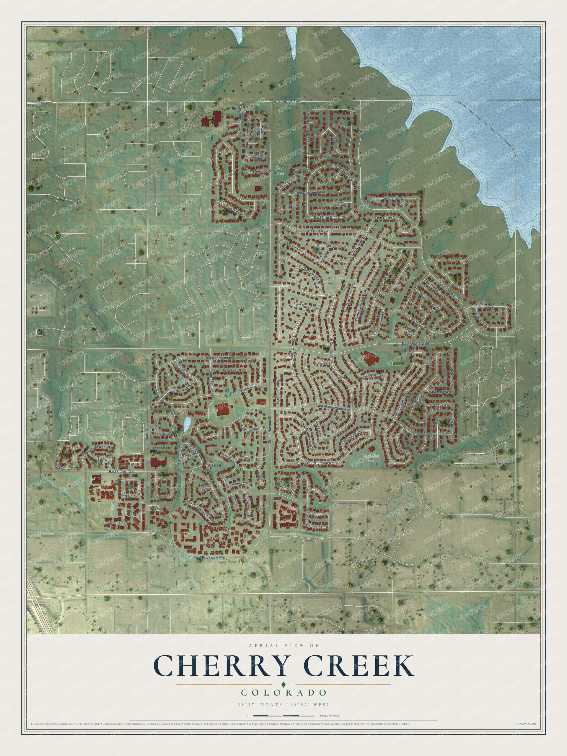 Watermarked full-map preview of Cherry Creek, Colorado