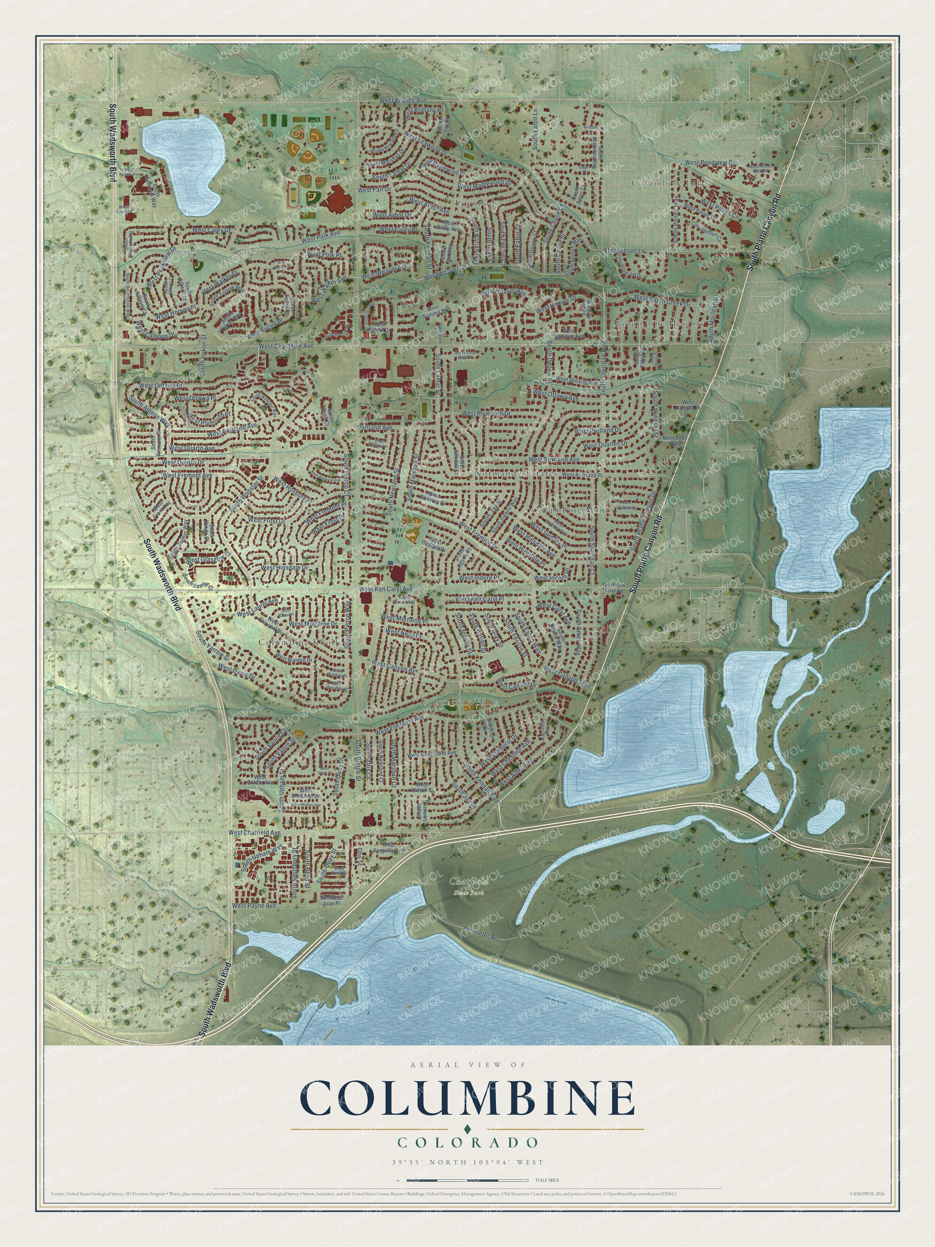 Watermarked full-map preview of Columbine, Colorado