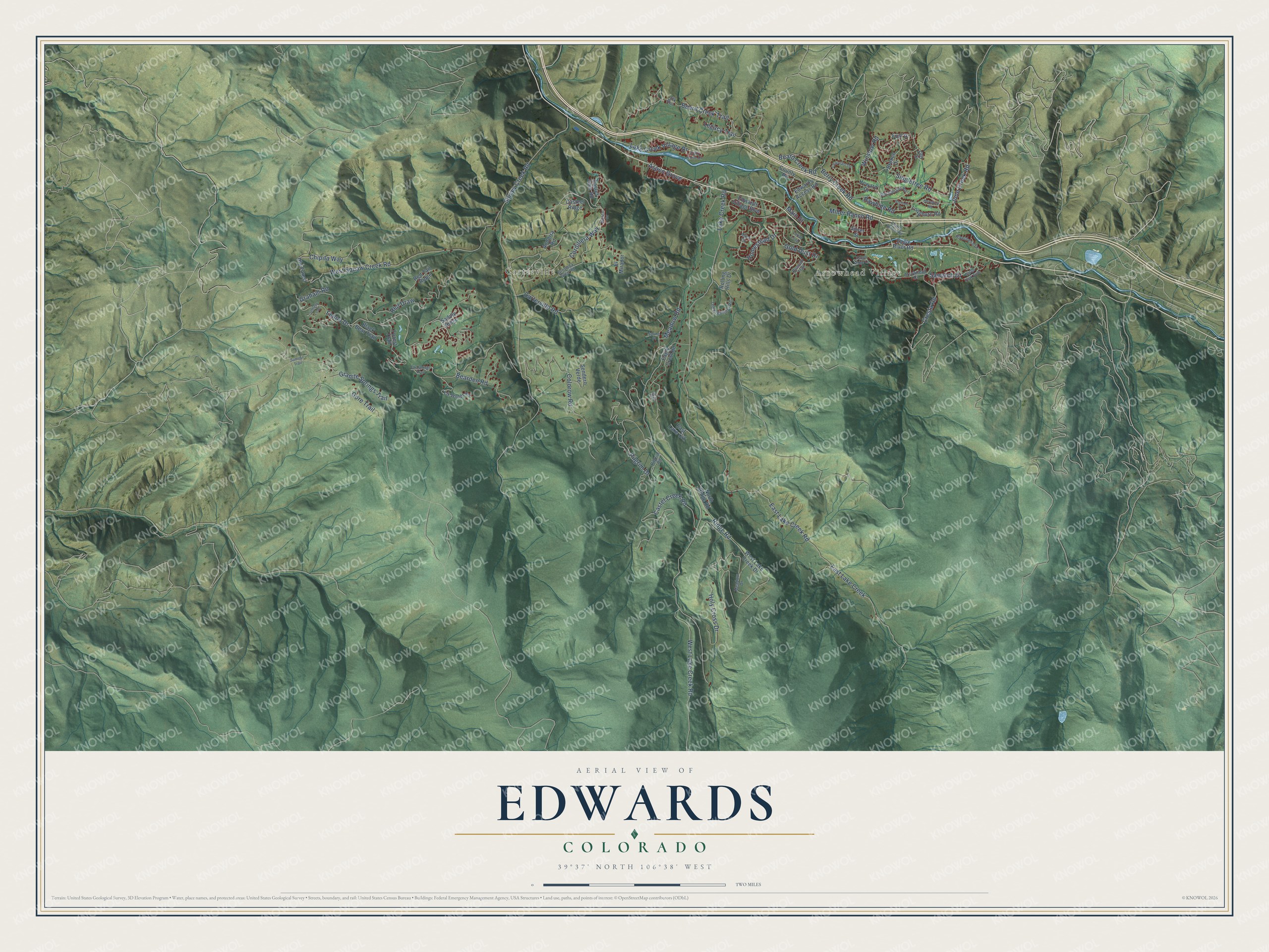 Watermarked full-map preview of Edwards, Colorado