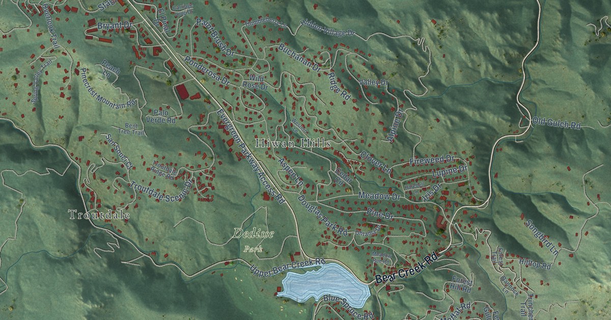 Map of Evergreen, Colorado in 2026