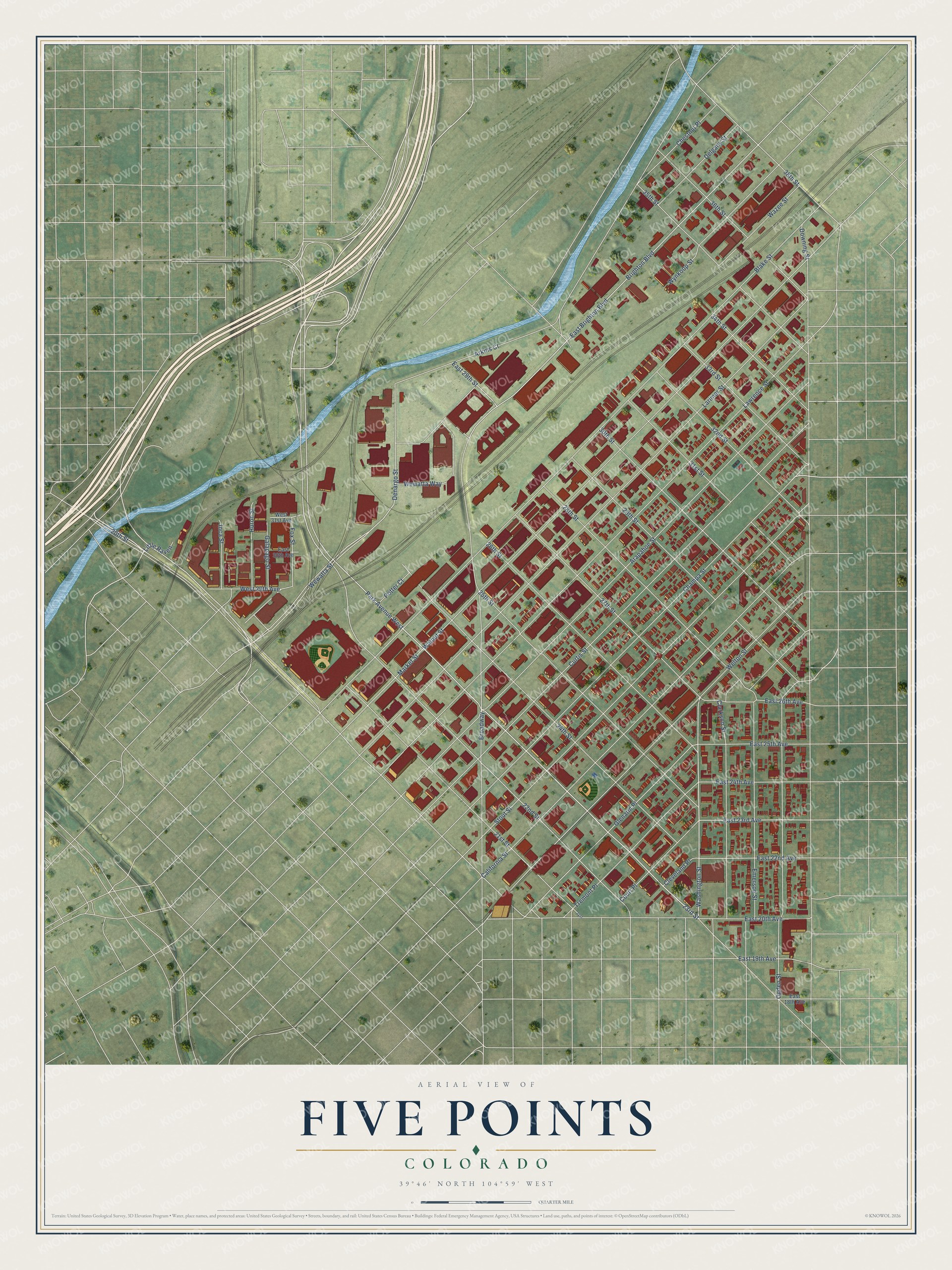 Watermarked full-map preview of Five Points, Colorado