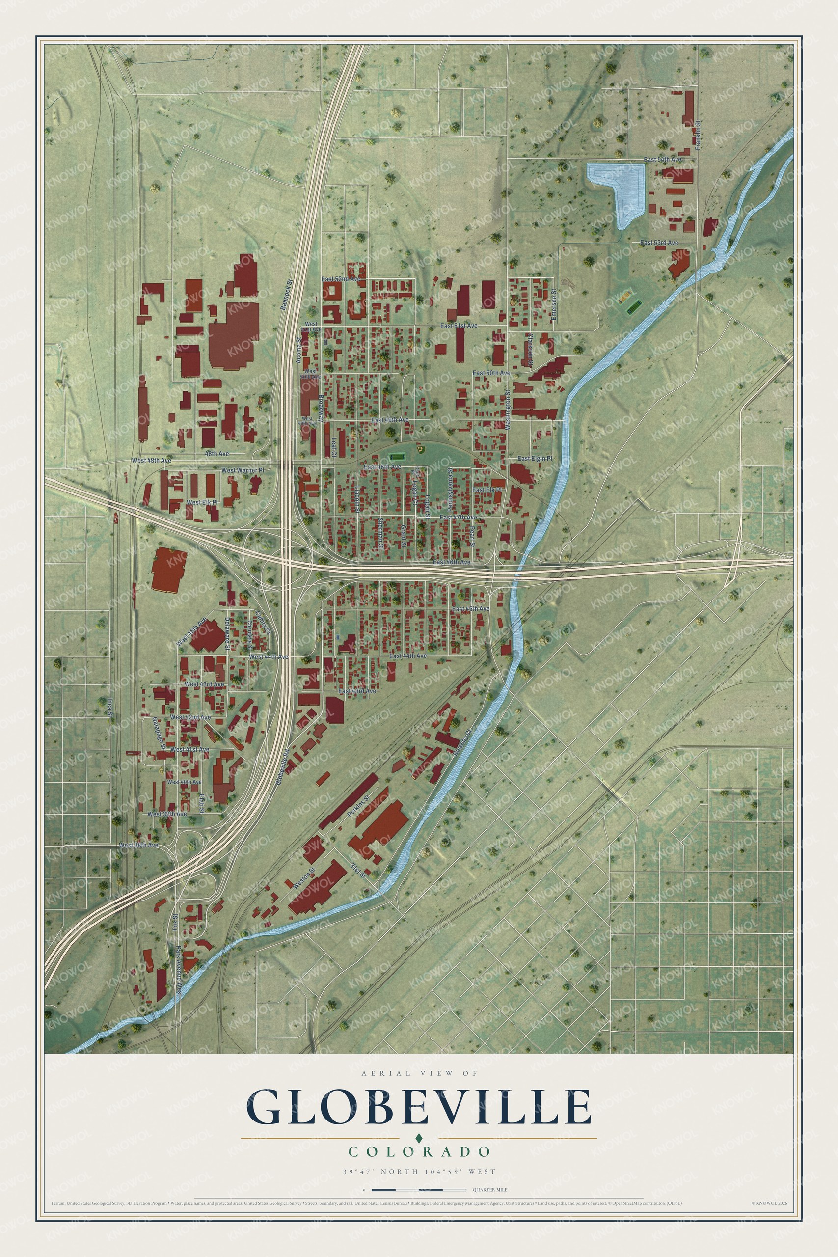 Watermarked full-map preview of Globeville, Colorado