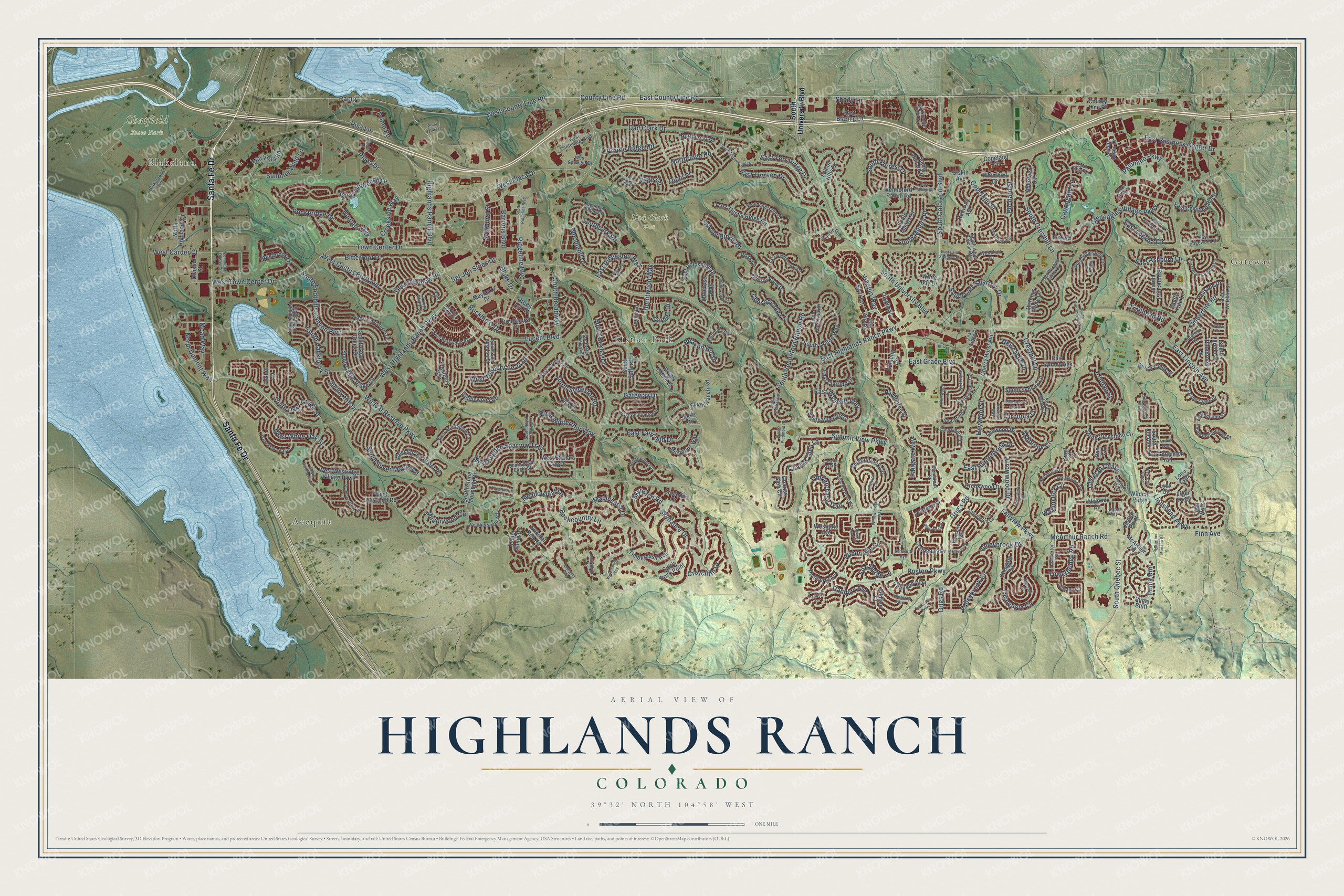 Watermarked full-map preview of Highlands Ranch, Colorado