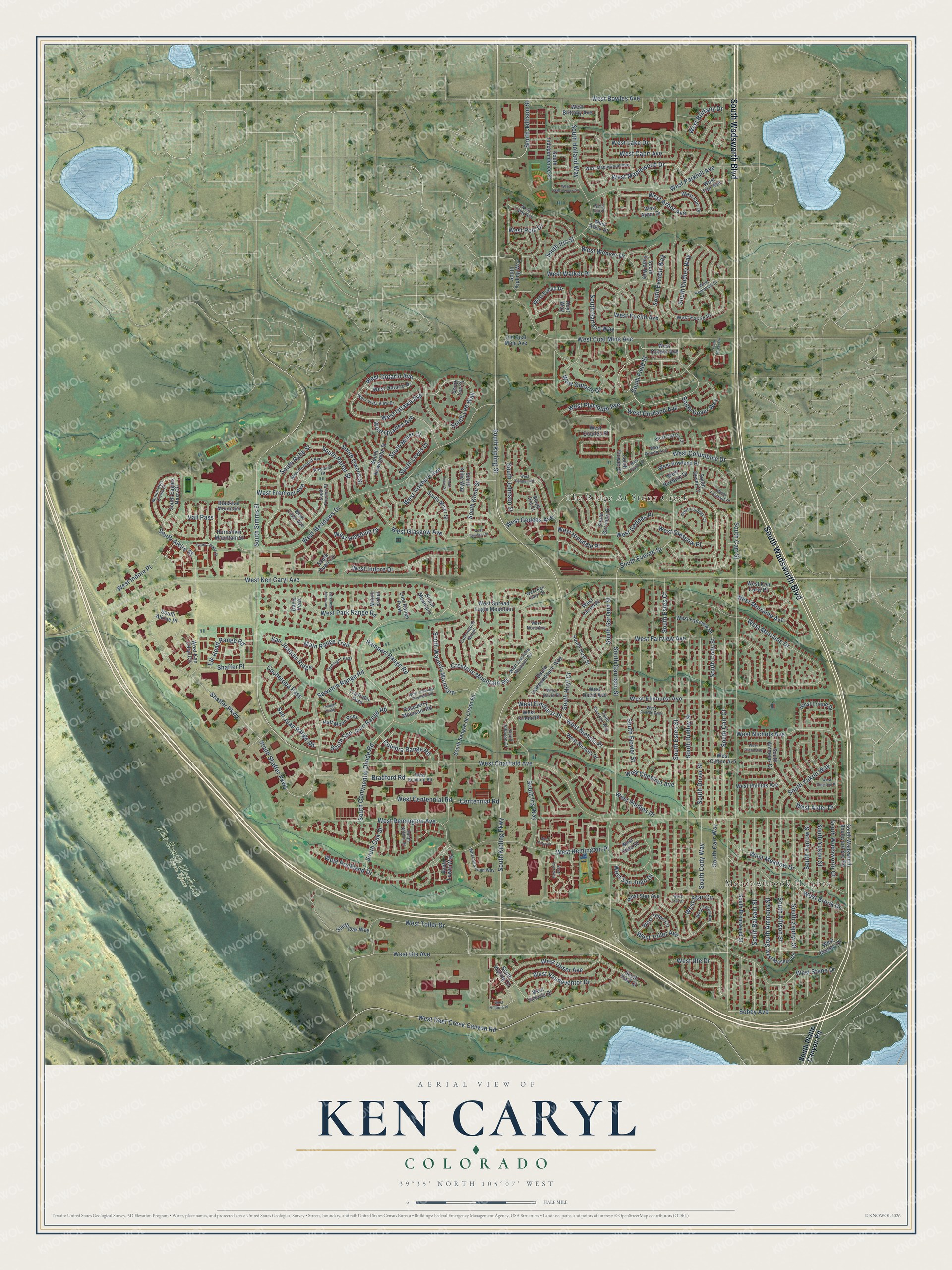 Watermarked full-map preview of Ken Caryl, Colorado