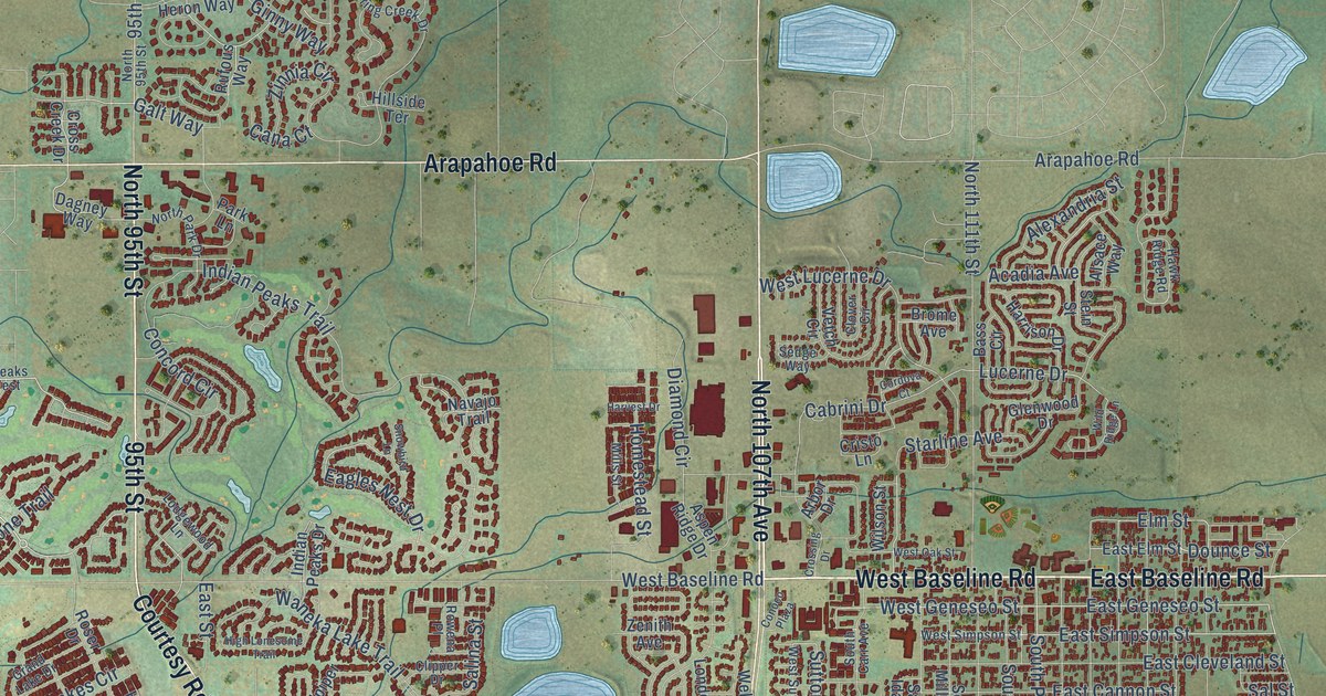 Map of Lafayette, Colorado in 2026