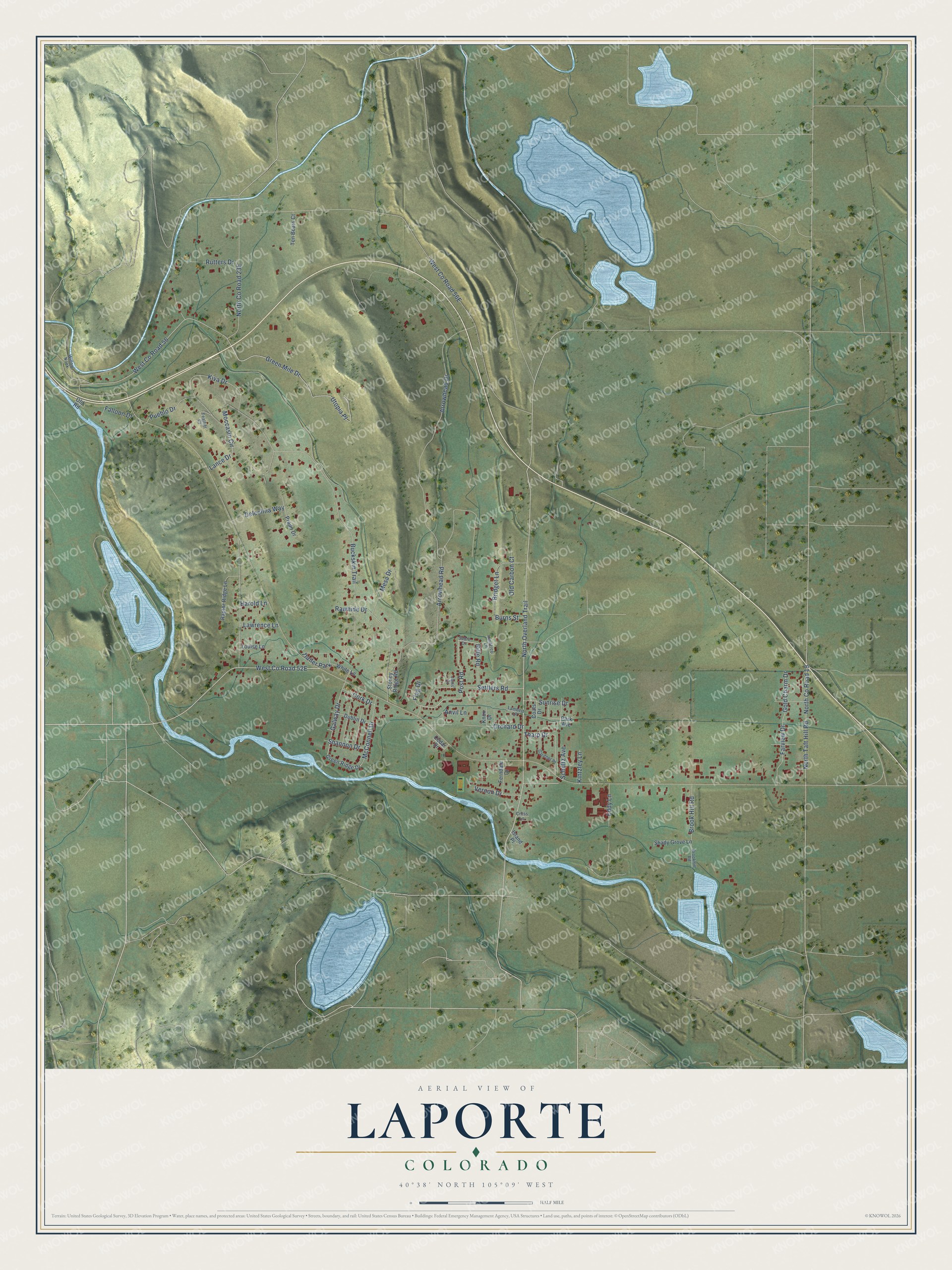 Watermarked full-map preview of Laporte, Colorado