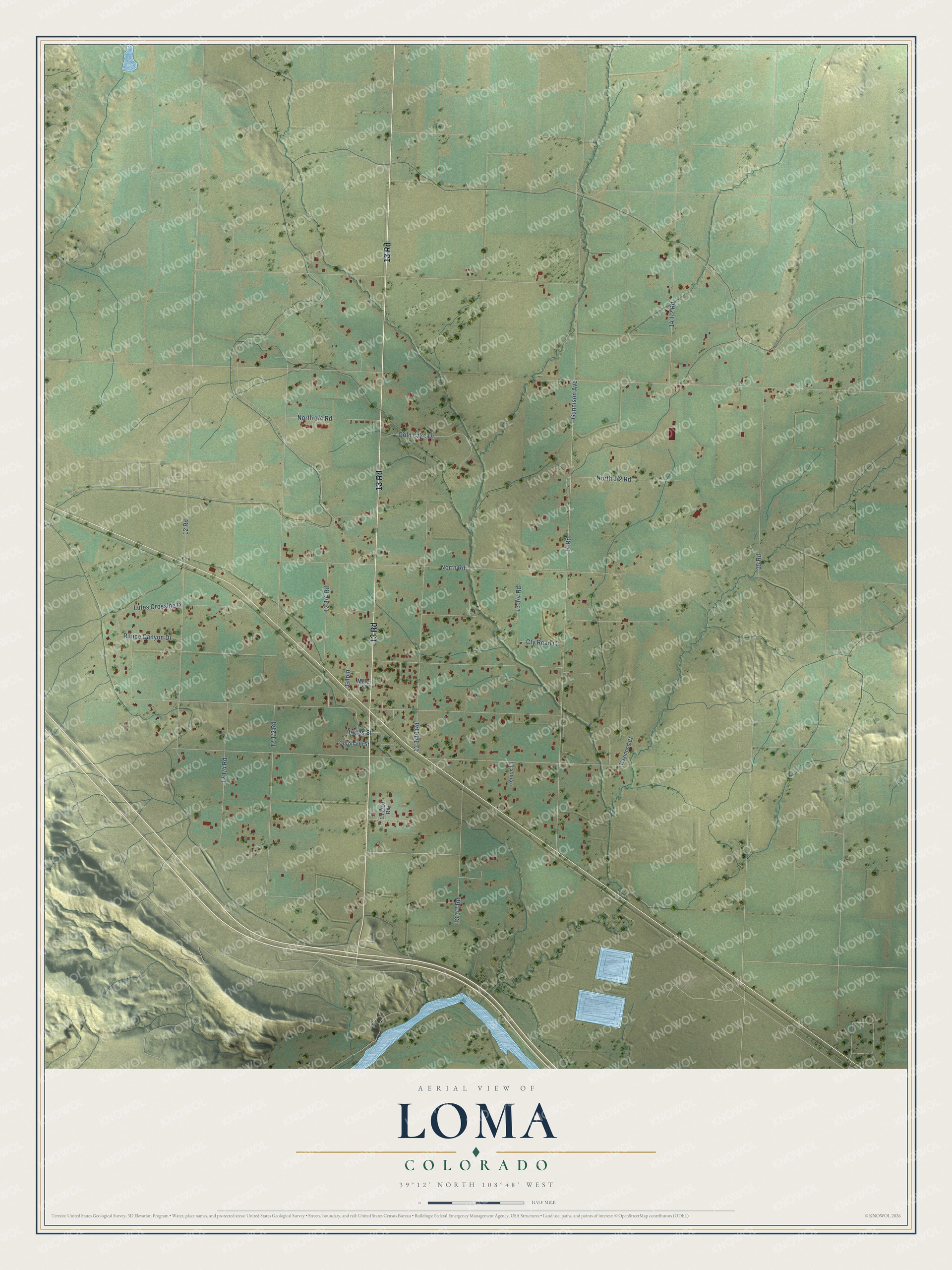 Watermarked full-map preview of Loma, Colorado