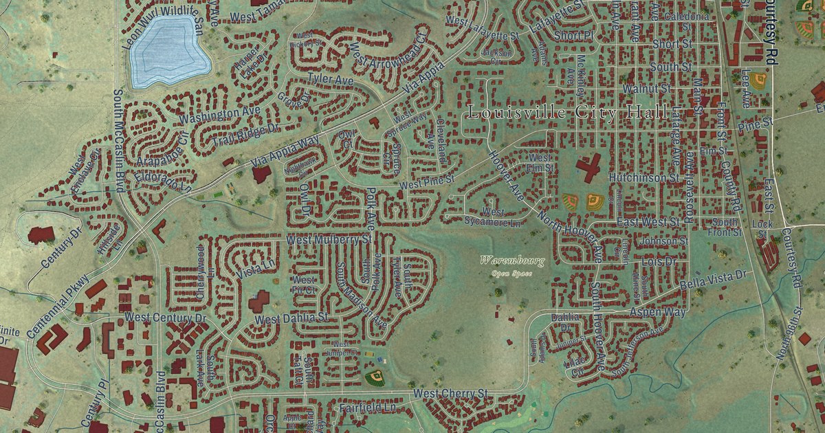 Map of Louisville, Colorado in 2026