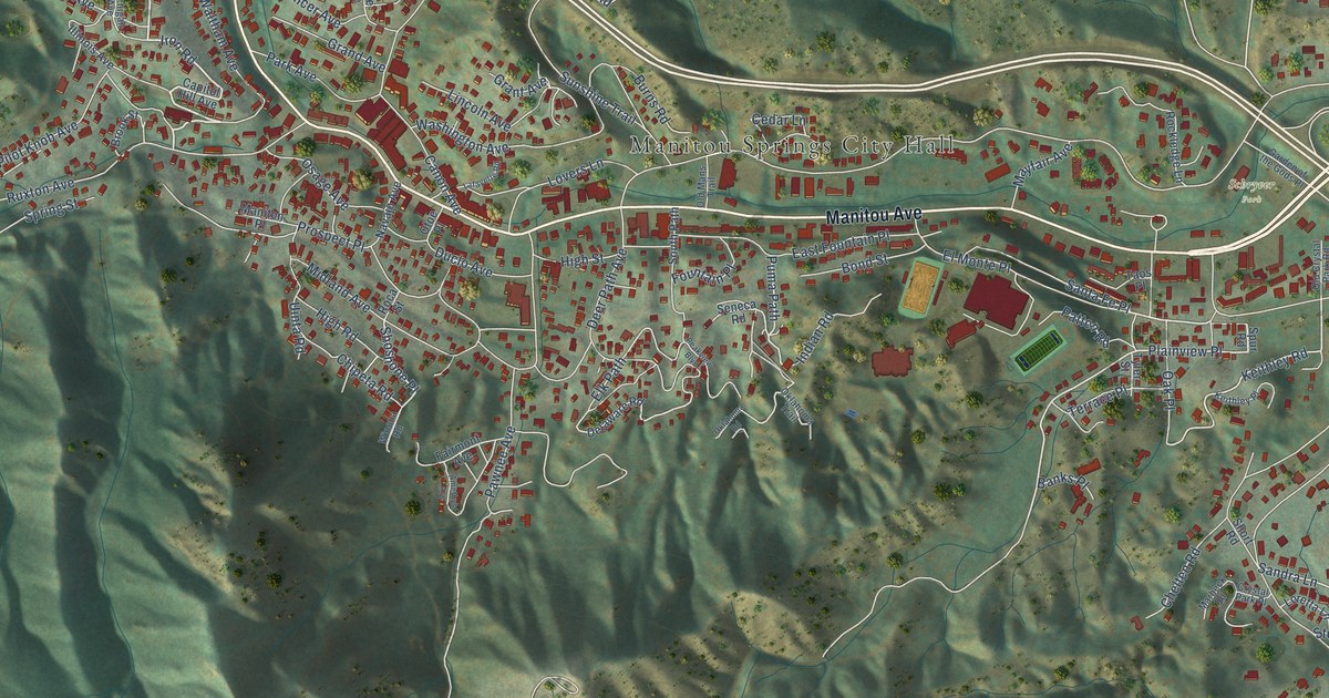 Map of Manitou Springs, Colorado in 2026